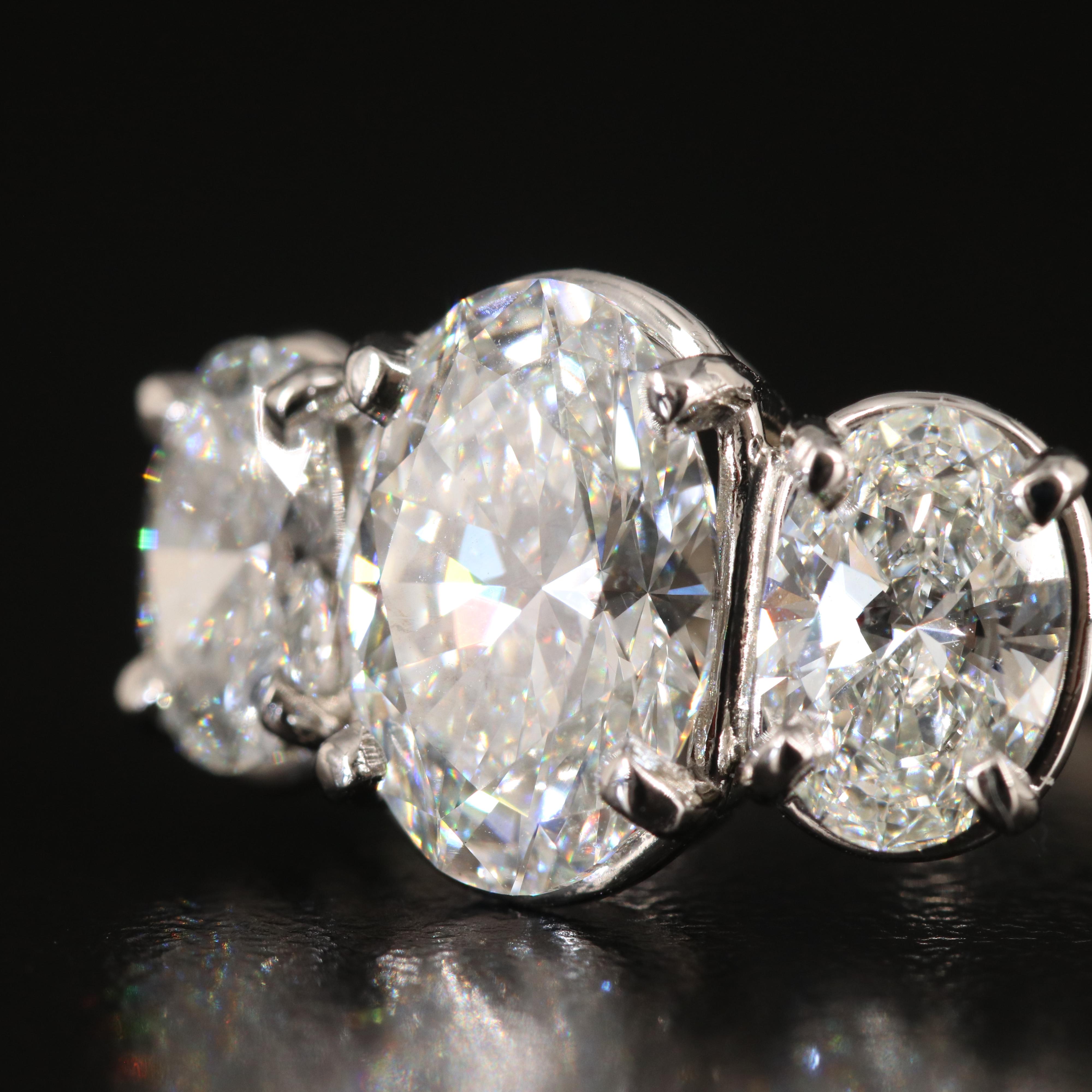 Platinum 5.16 CTW Lab Grown Diamond Three Stone Ring with IGI Reports