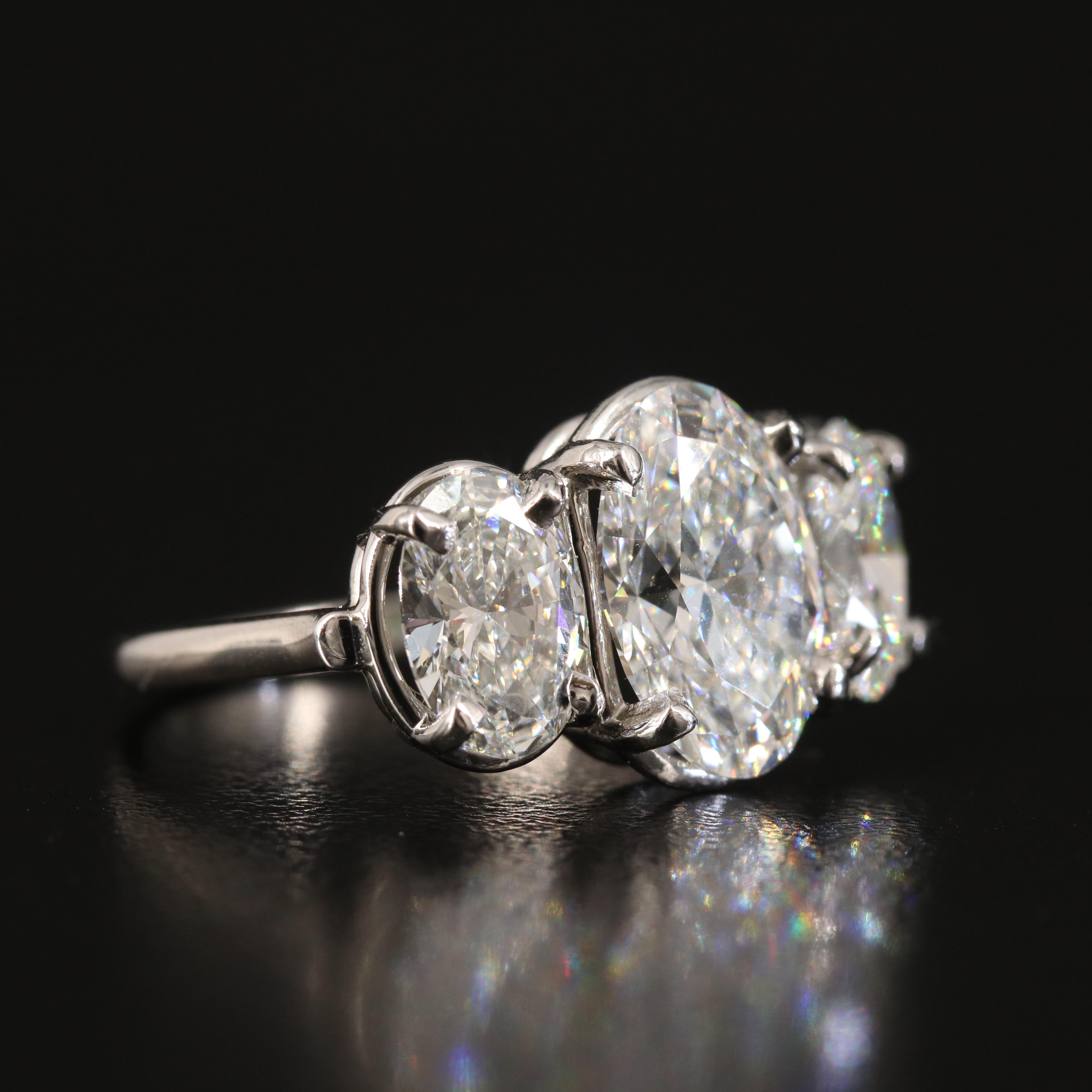 Platinum 5.16 CTW Lab Grown Diamond Three Stone Ring with IGI Reports
