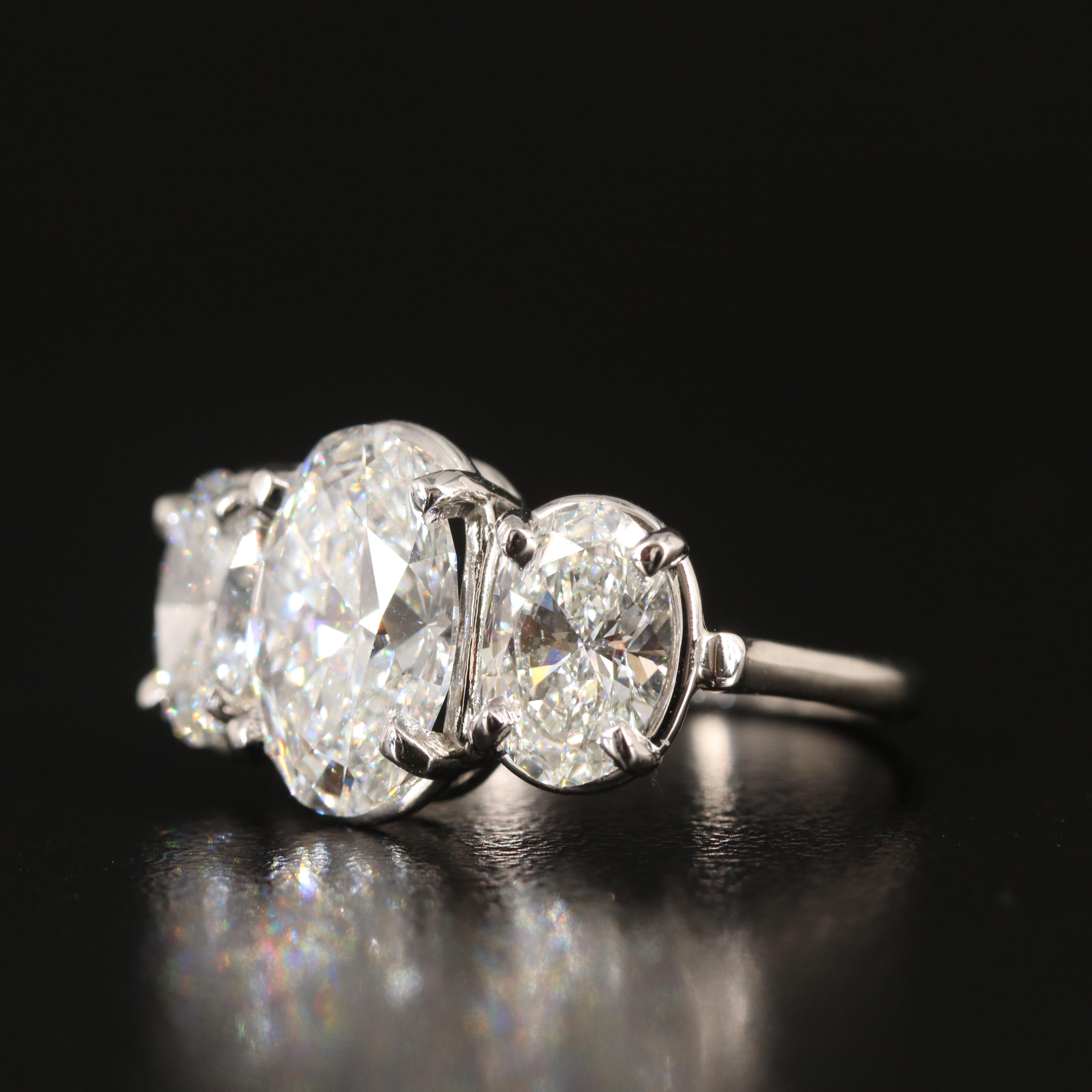Platinum 5.16 CTW Lab Grown Diamond Three Stone Ring with IGI Reports