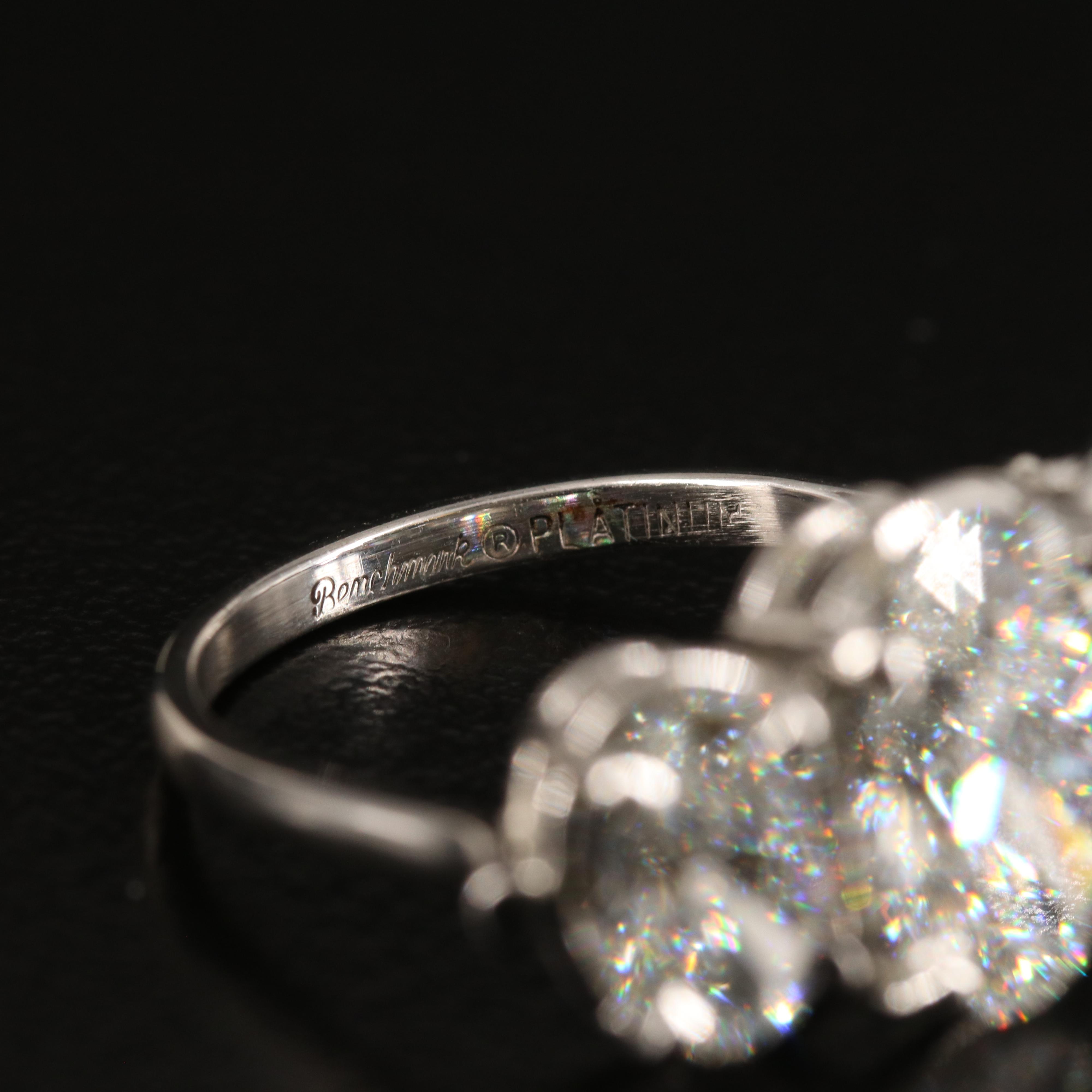 Platinum 5.16 CTW Lab Grown Diamond Three Stone Ring with IGI Reports