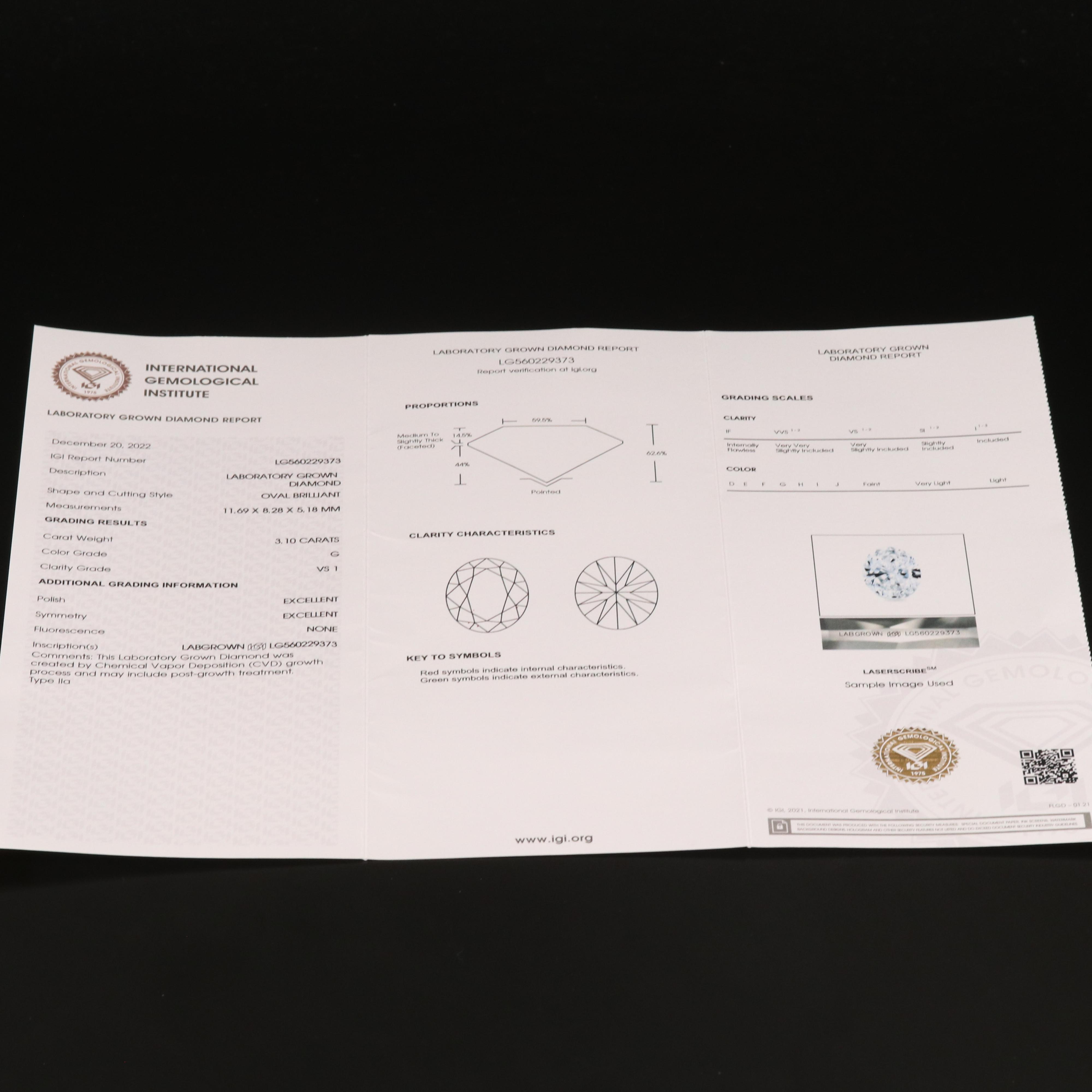 Platinum 5.16 CTW Lab Grown Diamond Three Stone Ring with IGI Reports