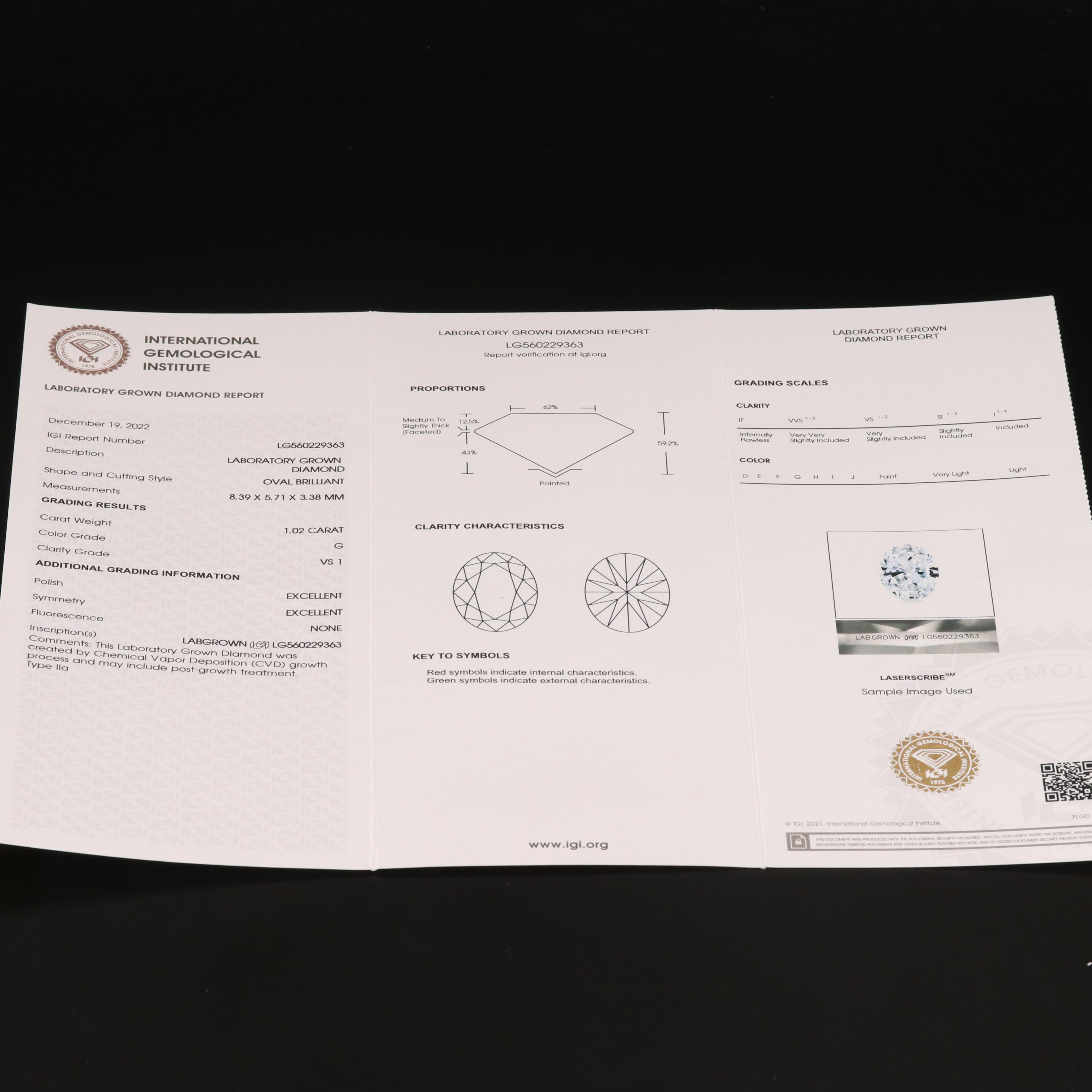 Platinum 5.16 CTW Lab Grown Diamond Three Stone Ring with IGI Reports