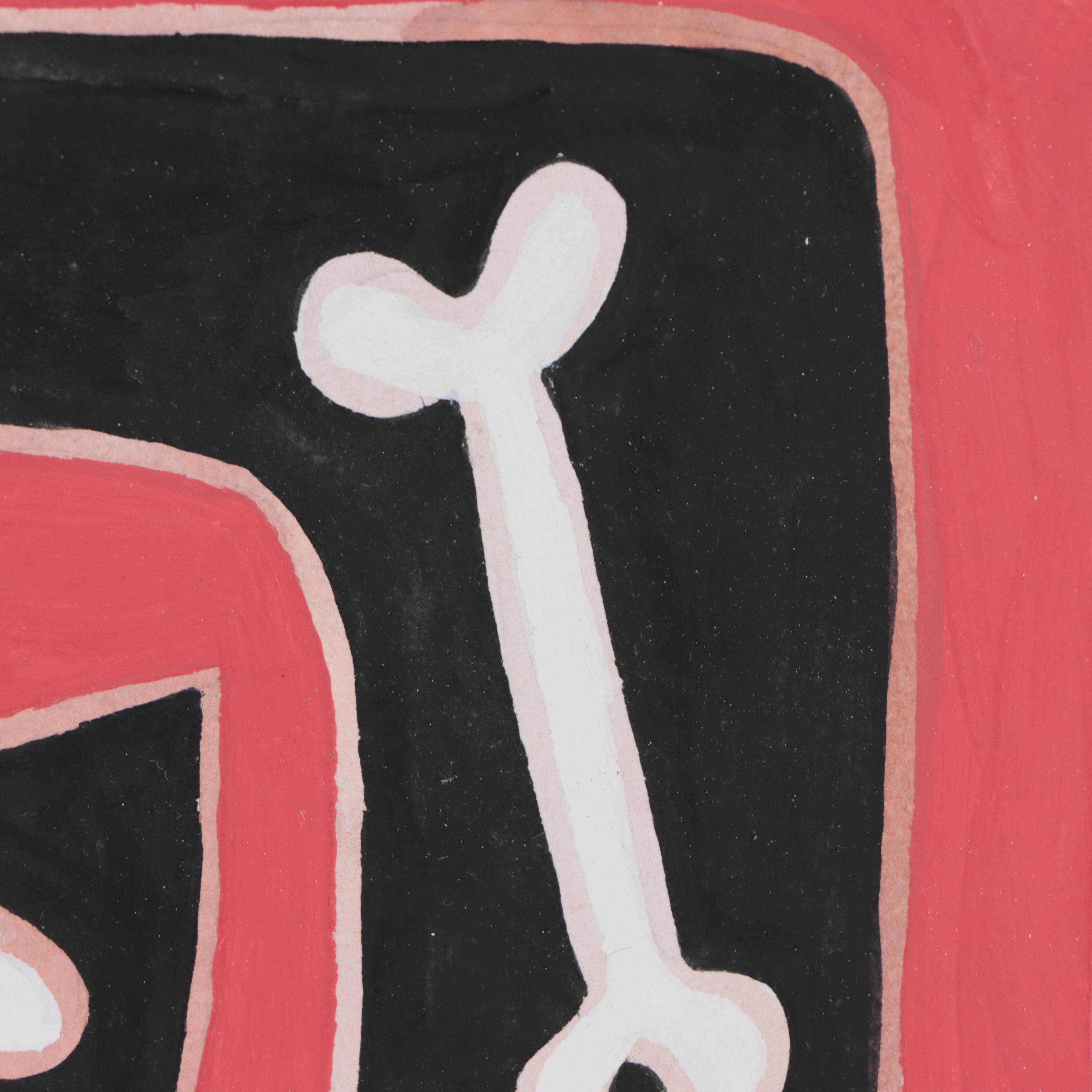 Michael Sweeney Stylized Dog Gouache Painting on Drywall