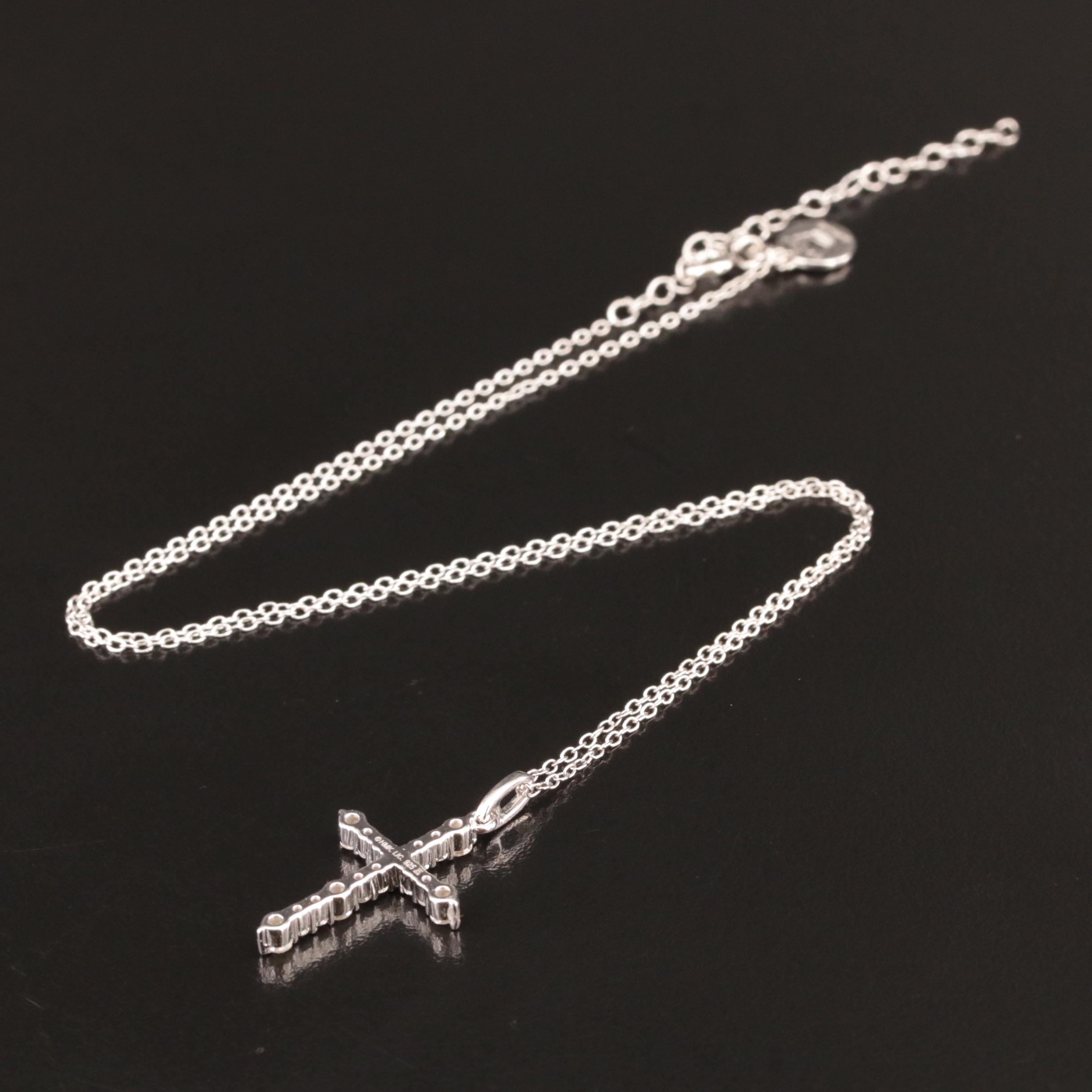 Sterling Diamond Cross Pendant Necklace