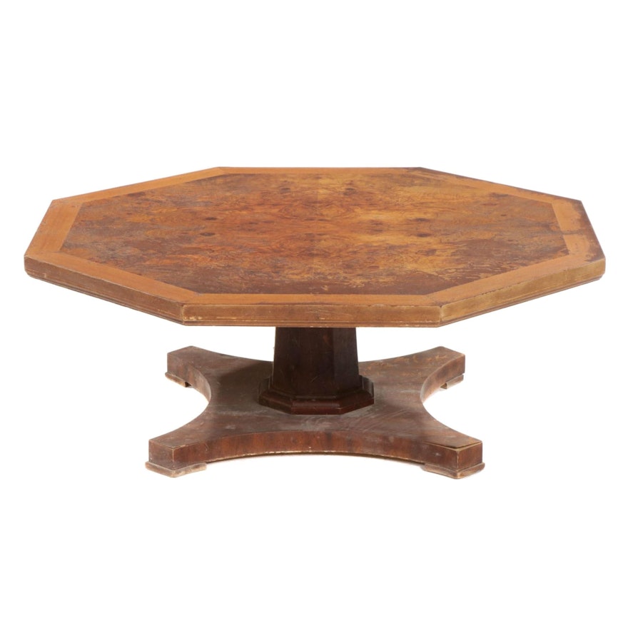 Weiman Burl-Finished Octagonal Coffee Table, Mid to Late 20th Century