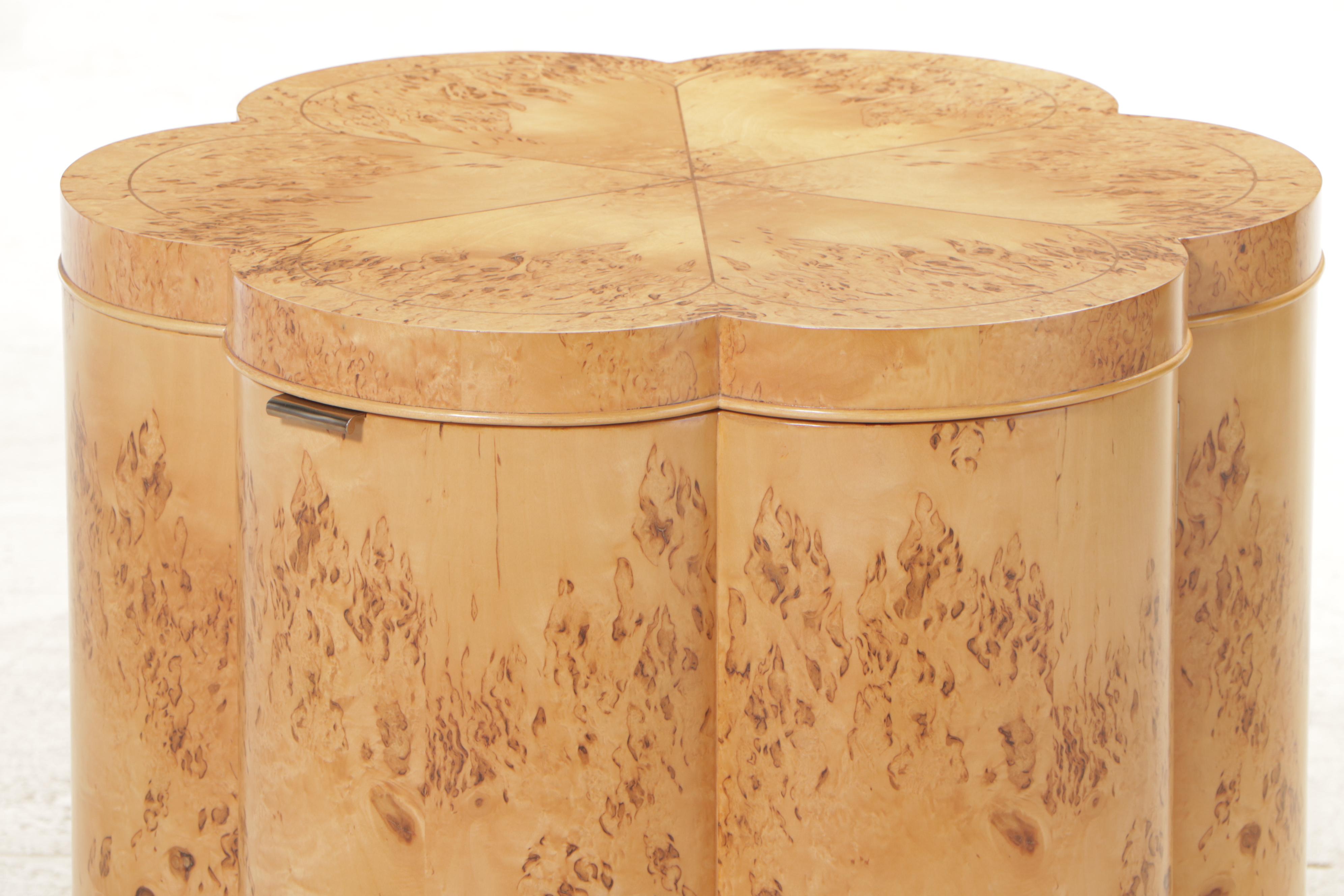 Thomasville "Bogart Luxe Collection" Burl Wood Lobed Storage End Table