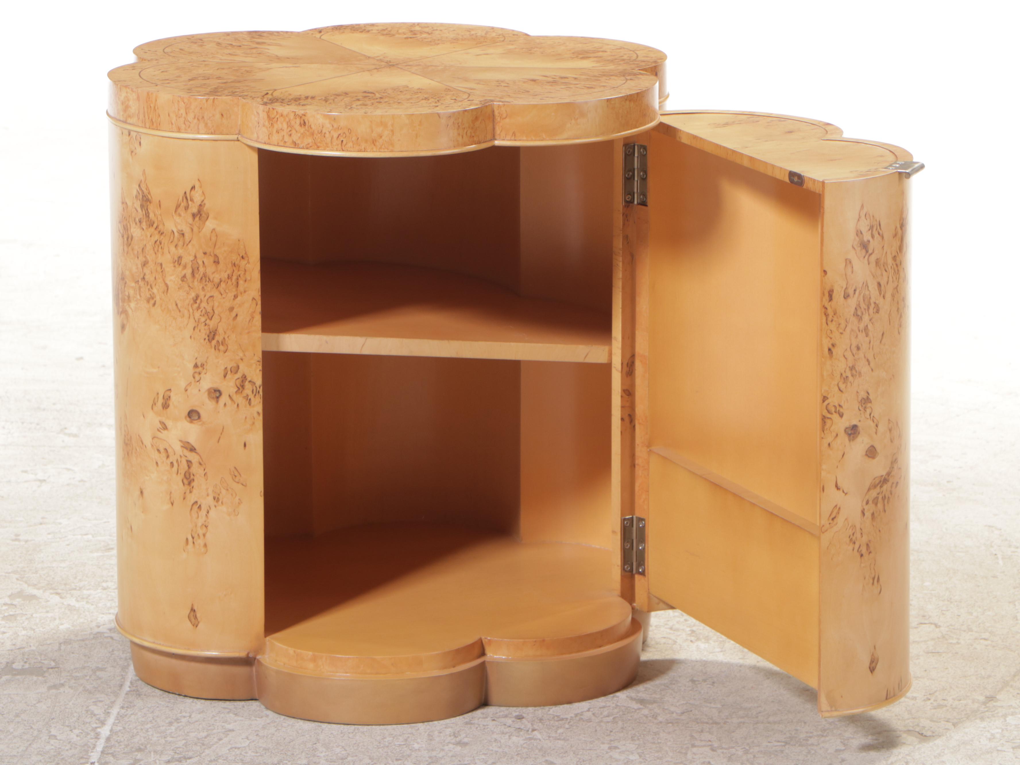Thomasville "Bogart Luxe Collection" Burl Wood Lobed Storage End Table