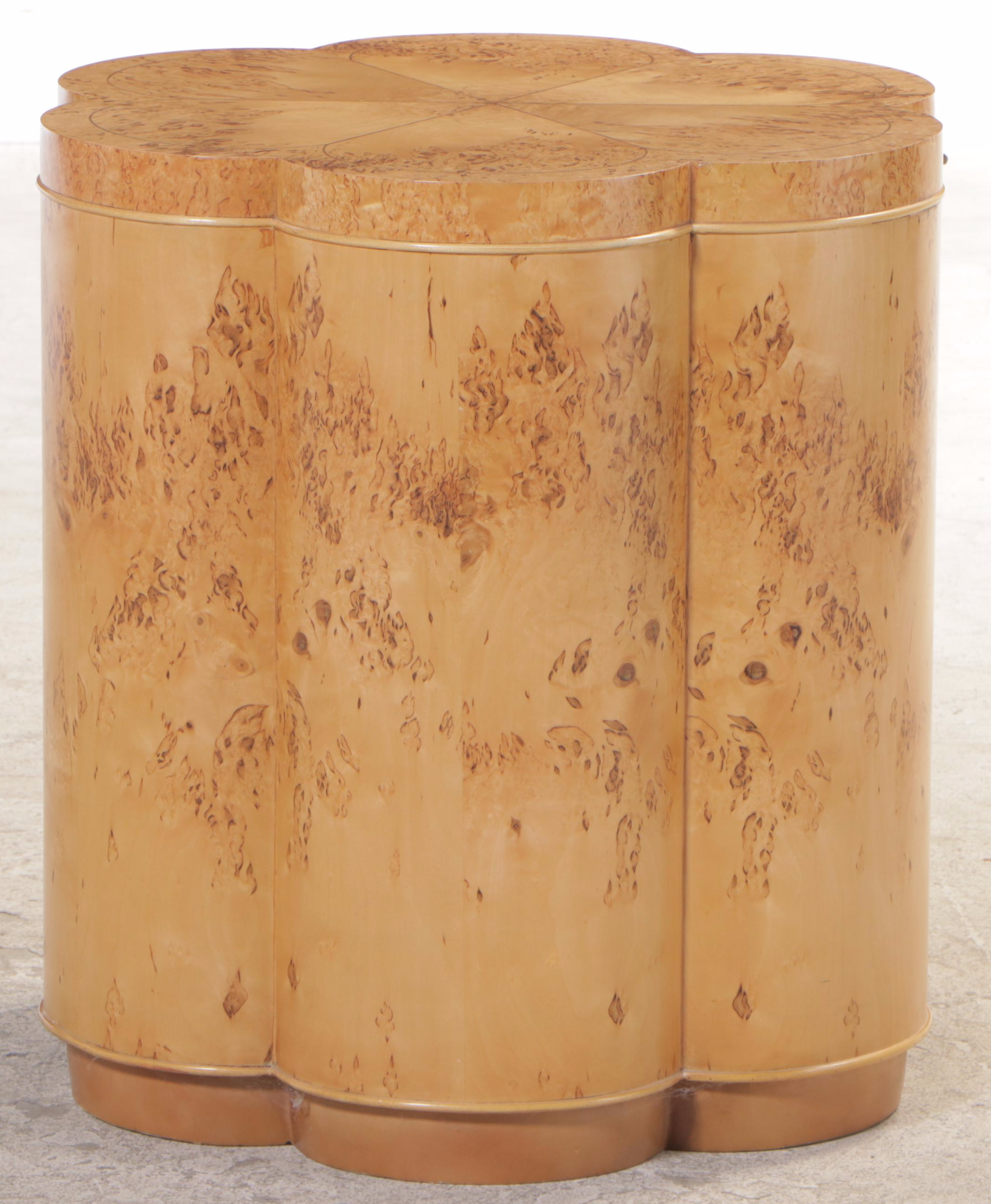 Thomasville "Bogart Luxe Collection" Burl Wood Lobed Storage End Table