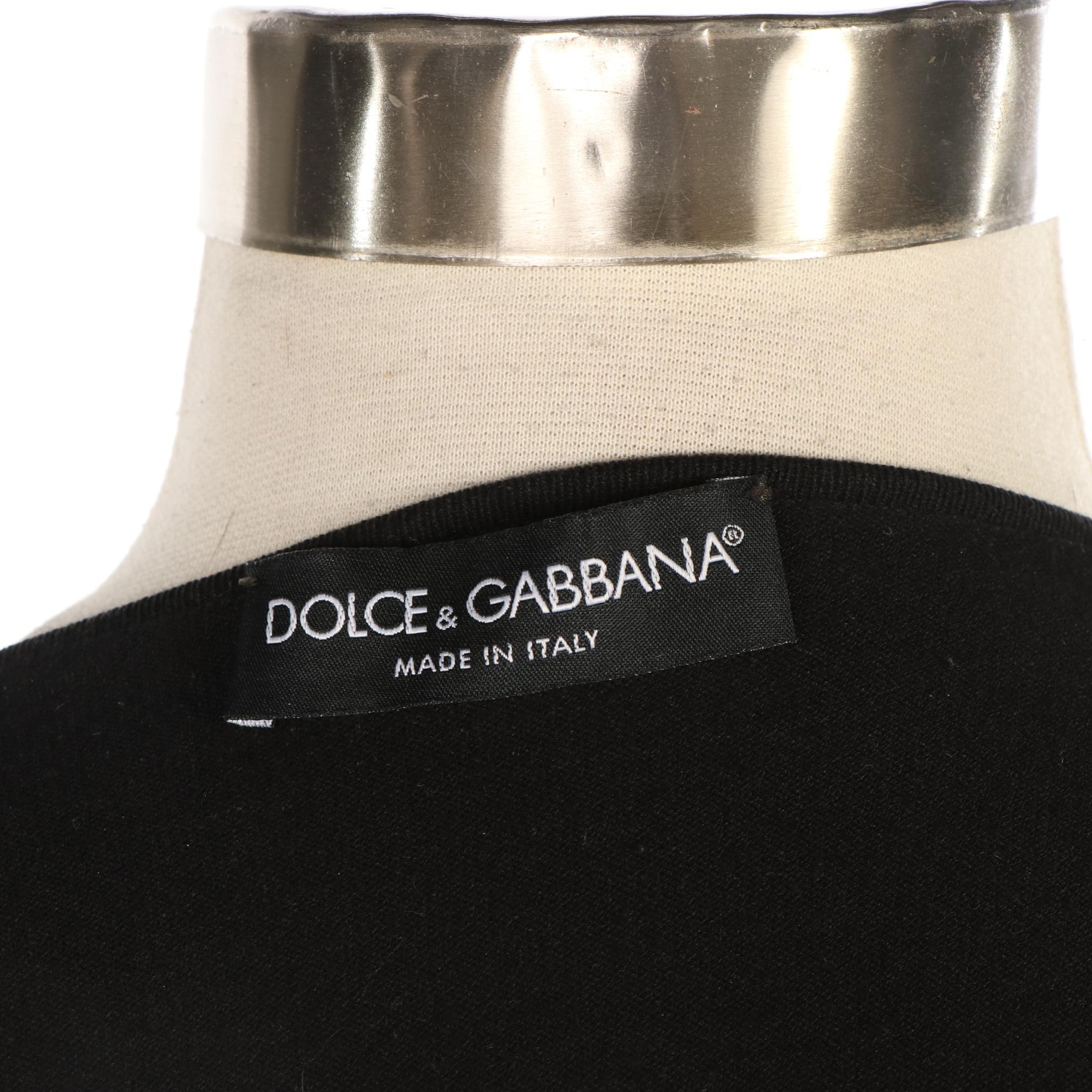 Dolce & Gabbana Black Cardigan with Floral Embellished Buttons