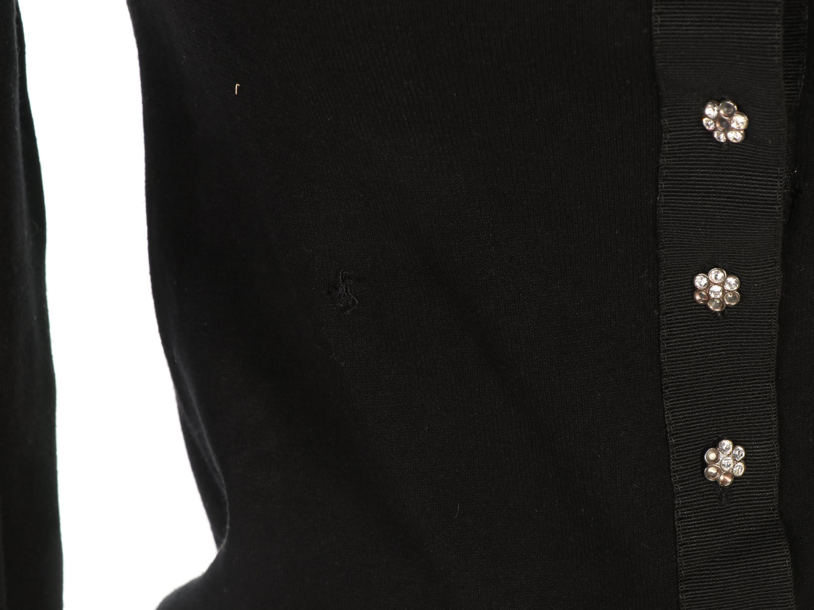 Dolce & Gabbana Black Cardigan with Floral Embellished Buttons
