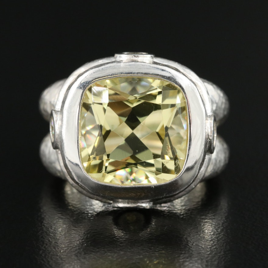 SeidenGang Sterling Citrine and Cubic Zirconia Ring