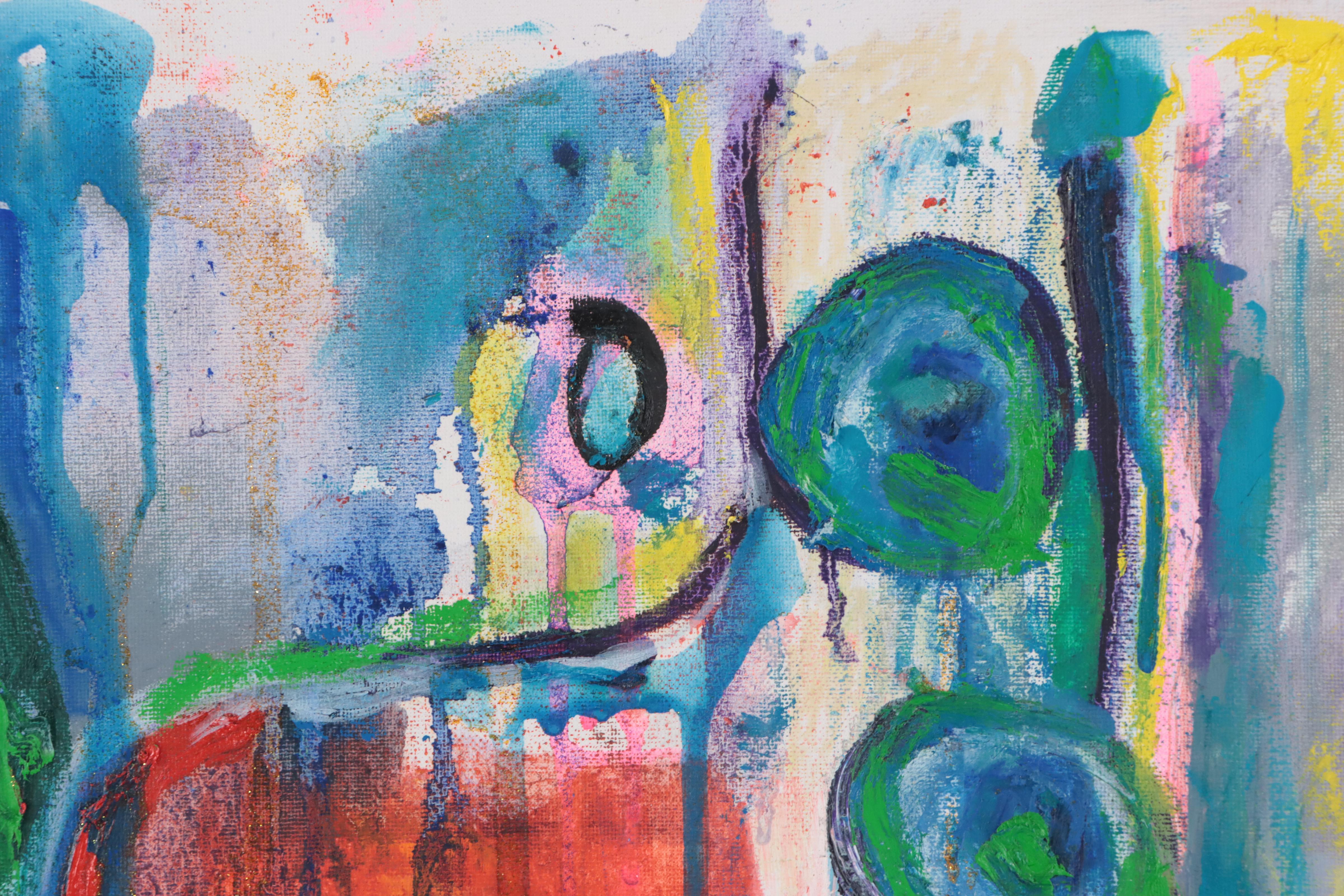 Janice Schuler Abstract Mixed Media Painting "You Lit My Fire," 2022