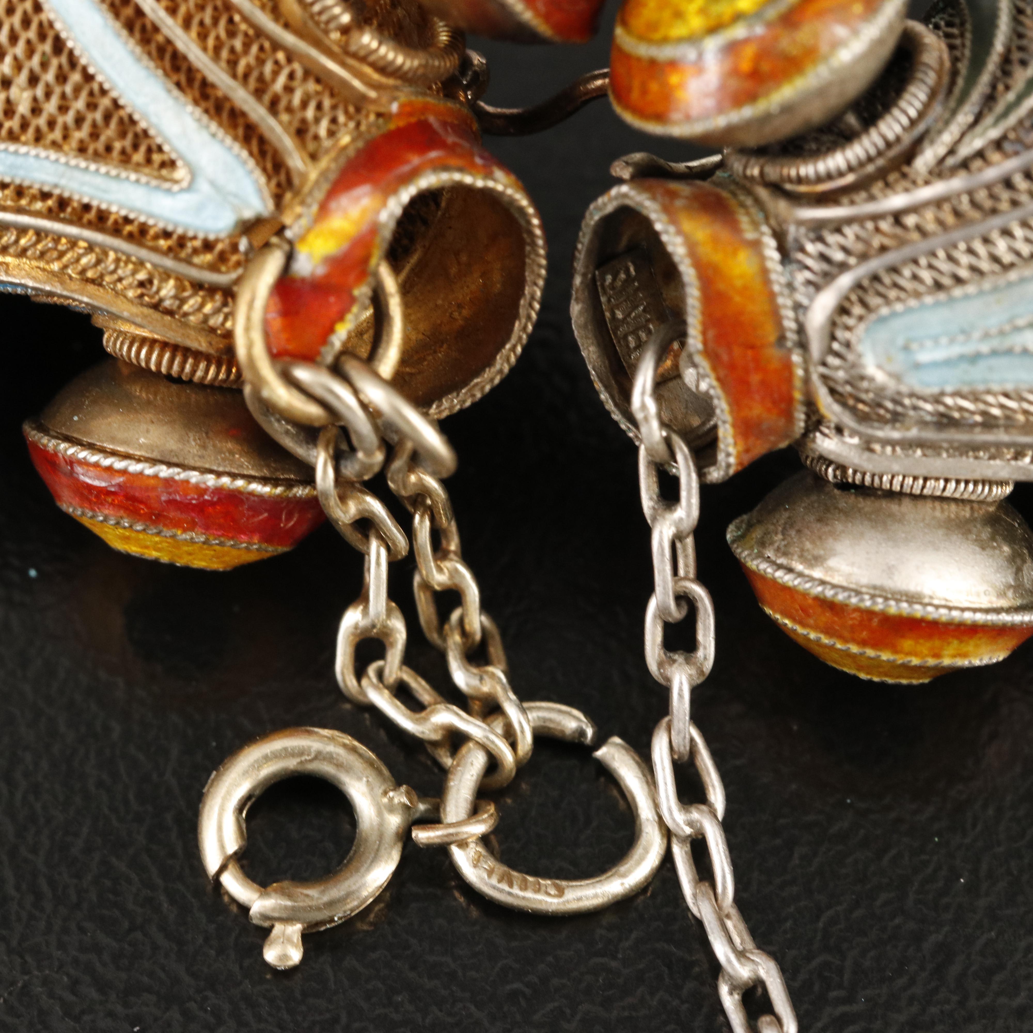 Sterling Enamel Articulated Fish Pendants