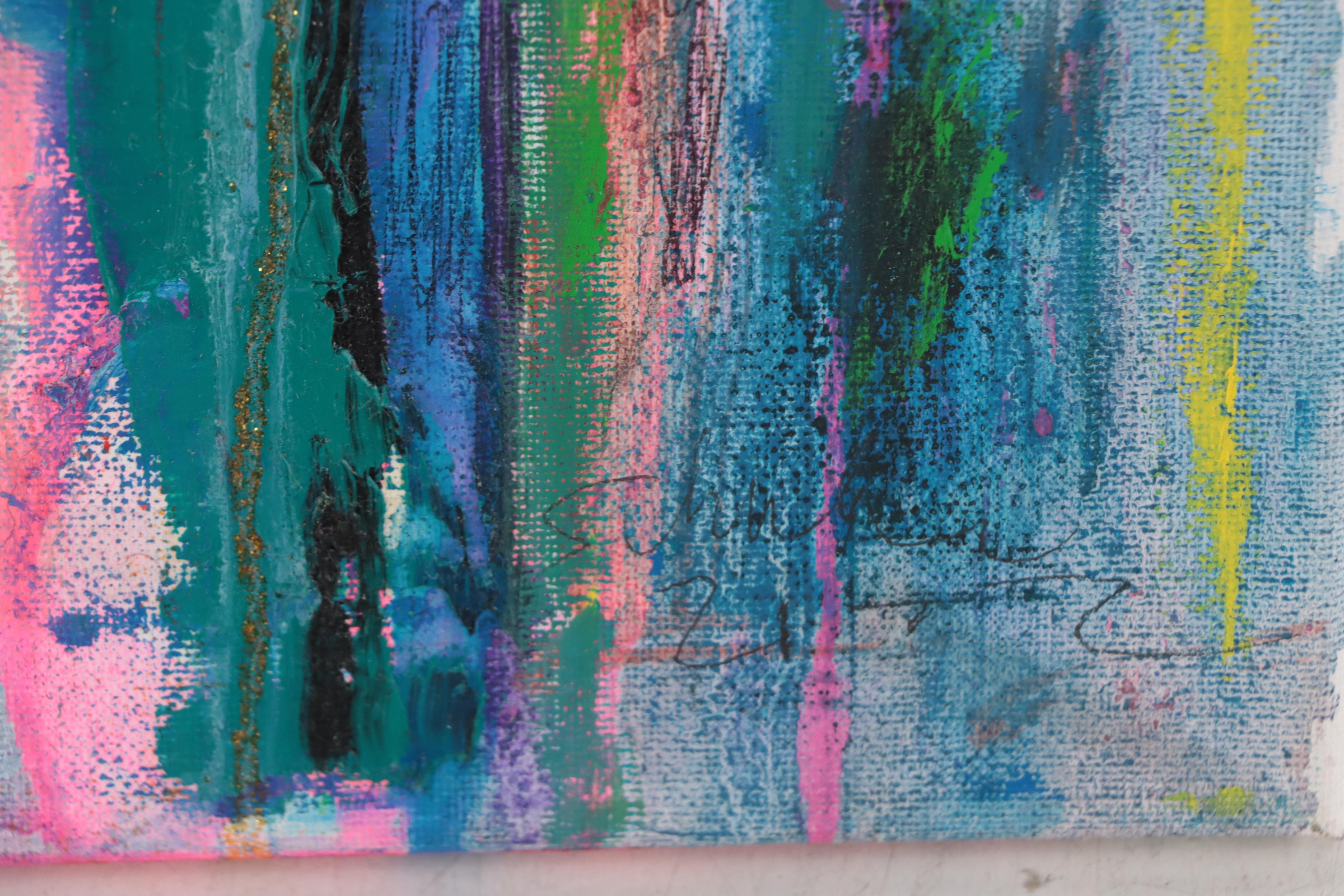 Janice Schuler Abstract Mixed Media Painting "You Lit My Fire," 2022