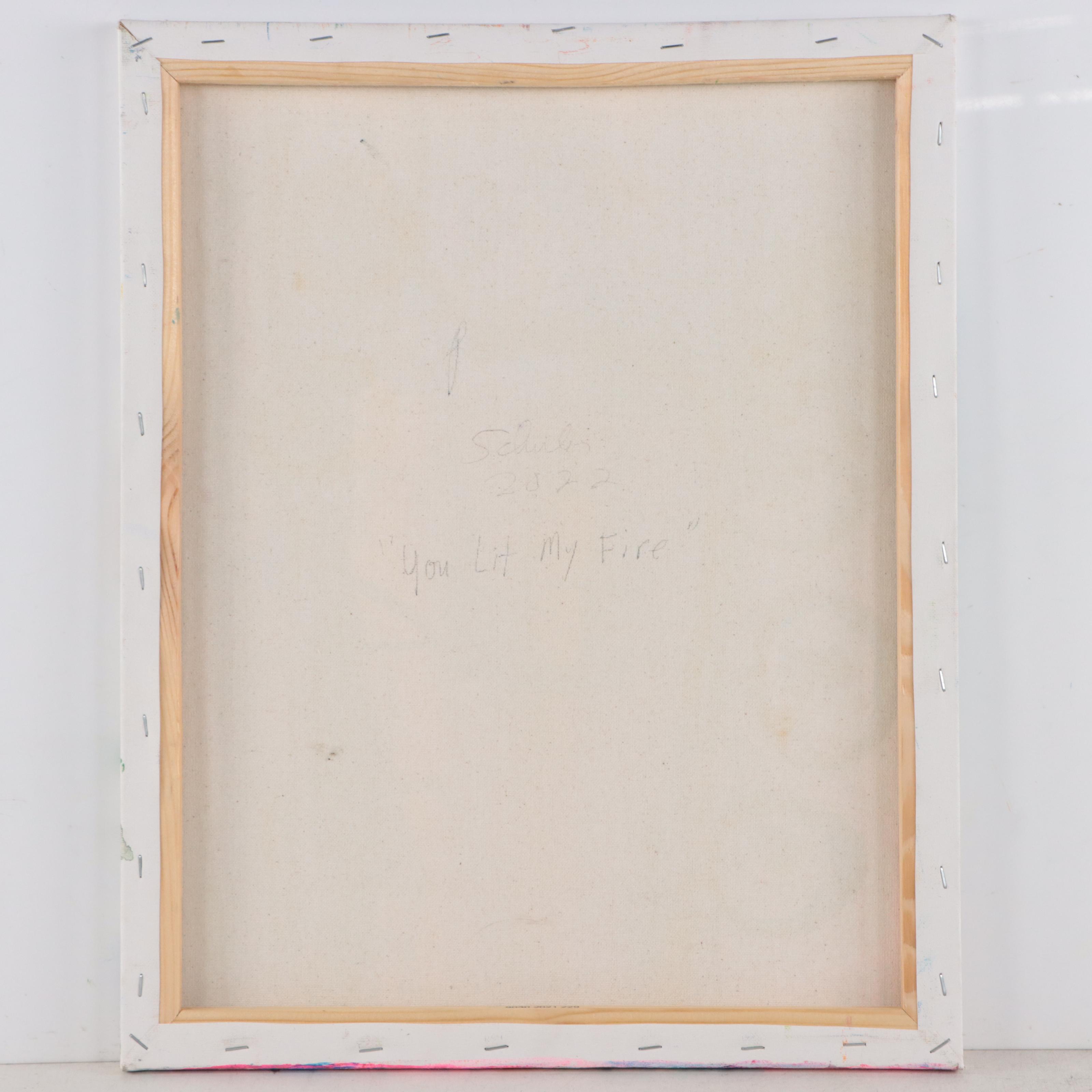 Janice Schuler Abstract Mixed Media Painting "You Lit My Fire," 2022