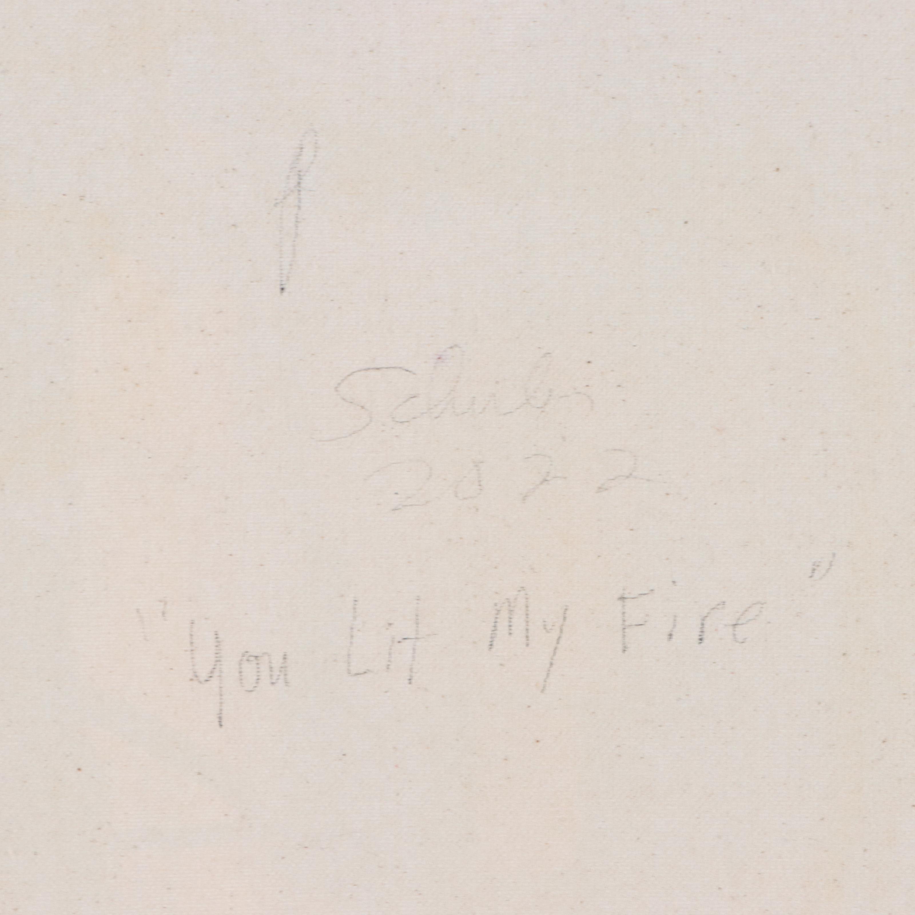 Janice Schuler Abstract Mixed Media Painting "You Lit My Fire," 2022