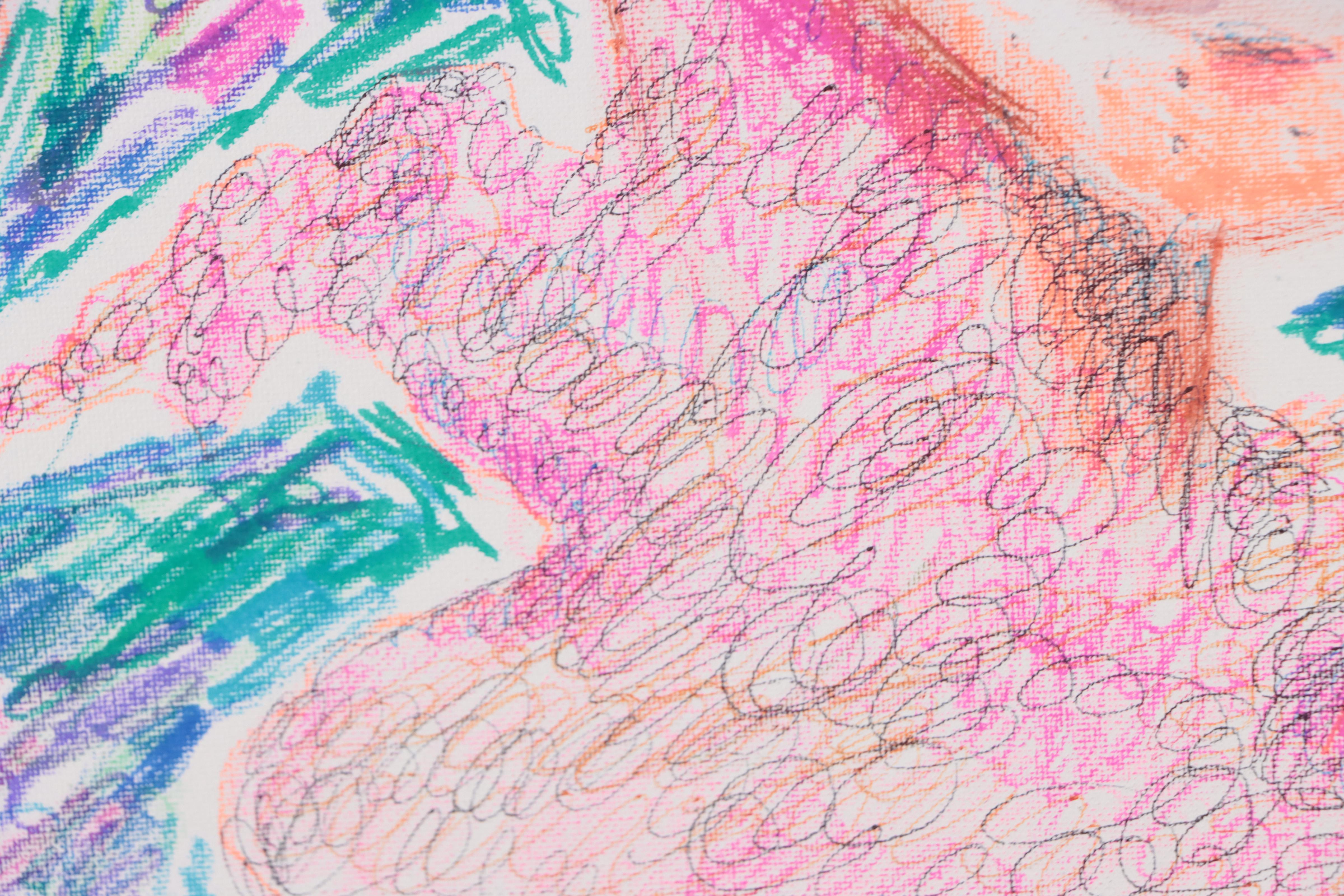 Janice Schuler Abstract Mixed Media Painting "Richard Got Nervous," 2022