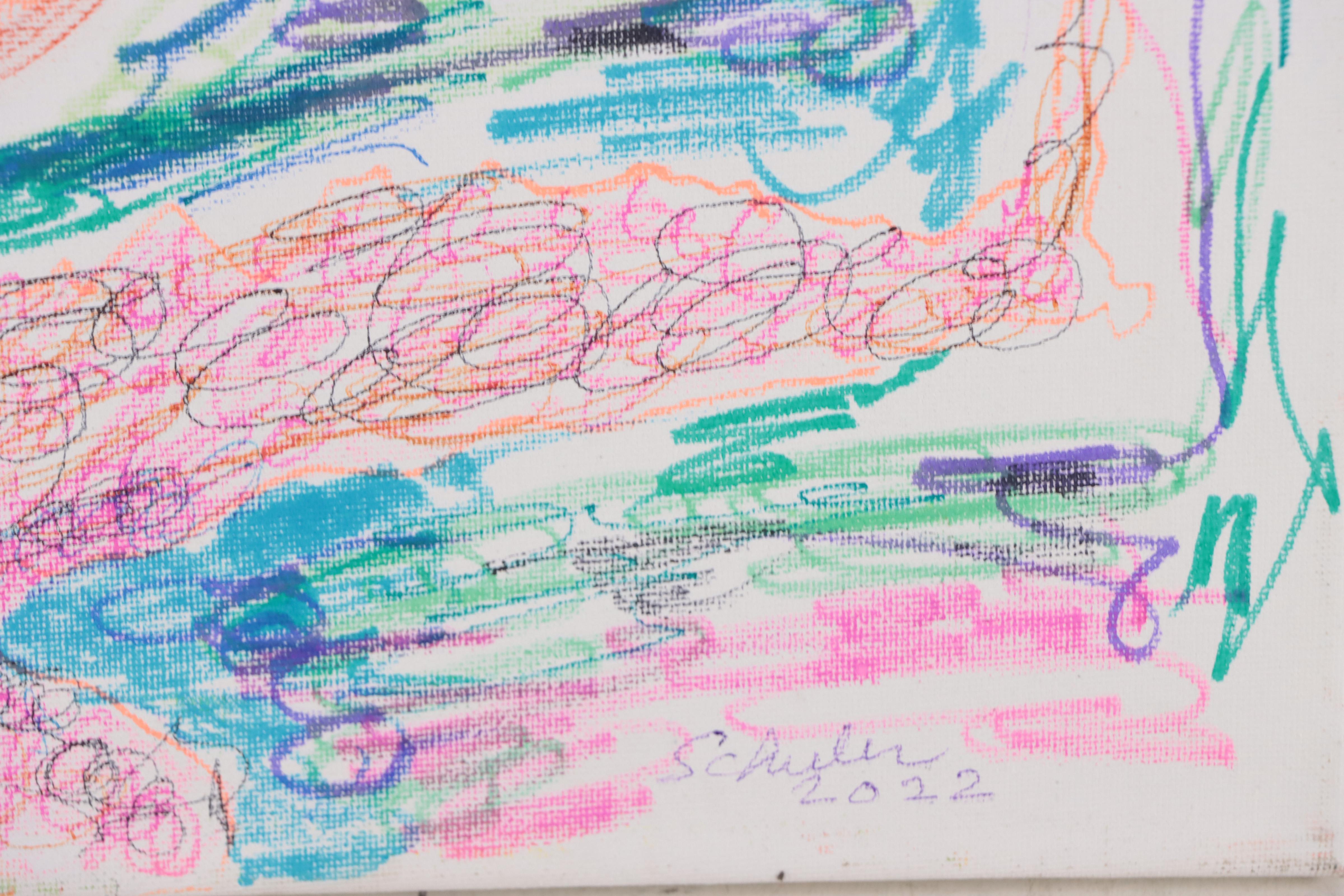 Janice Schuler Abstract Mixed Media Painting "Richard Got Nervous," 2022