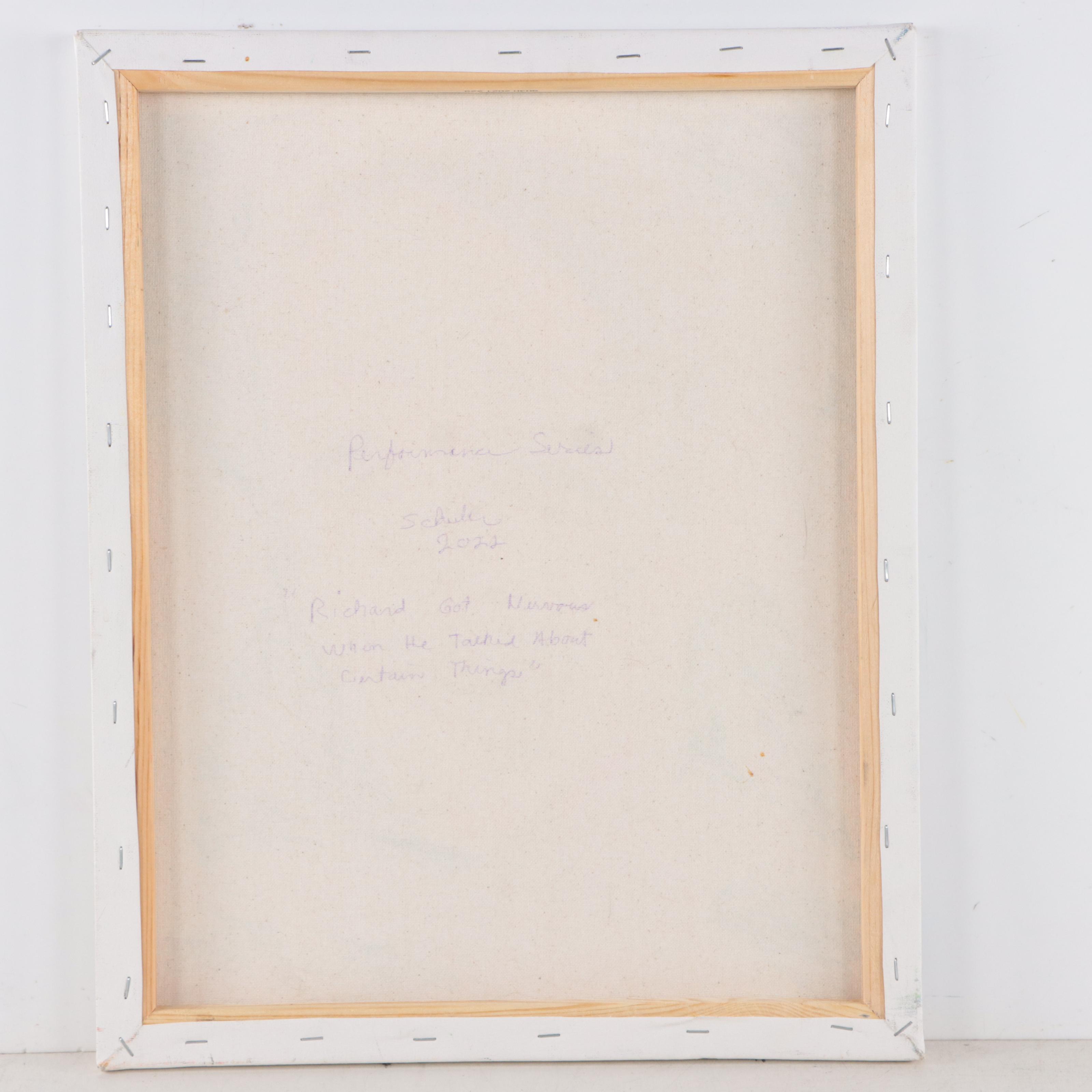 Janice Schuler Abstract Mixed Media Painting "Richard Got Nervous," 2022