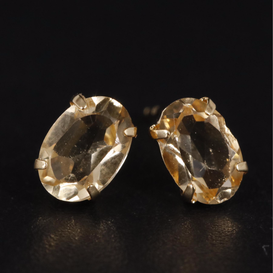 18K Citrine Stud Earrings