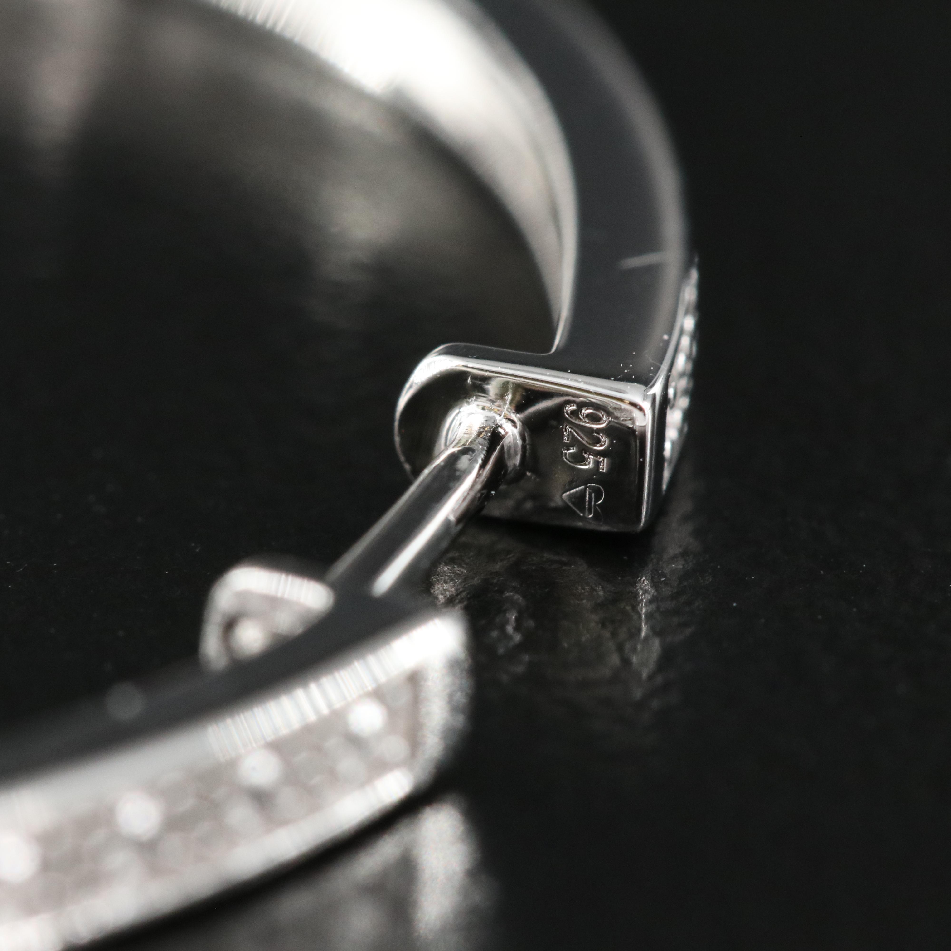 Sterling Diamond Large Hoop Earrings