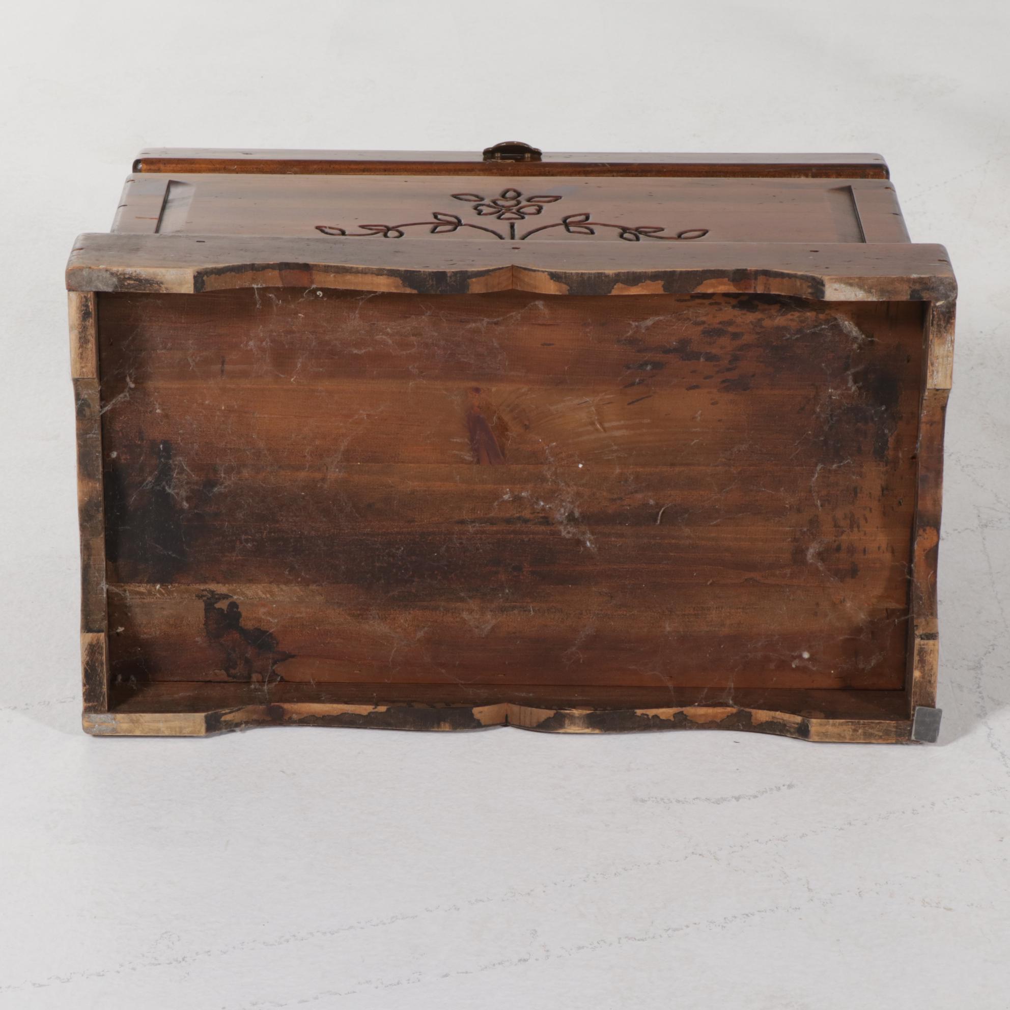 Mersman Mahogany Oval Two-Tier Side Table with Floor Lamp and Wood Chest