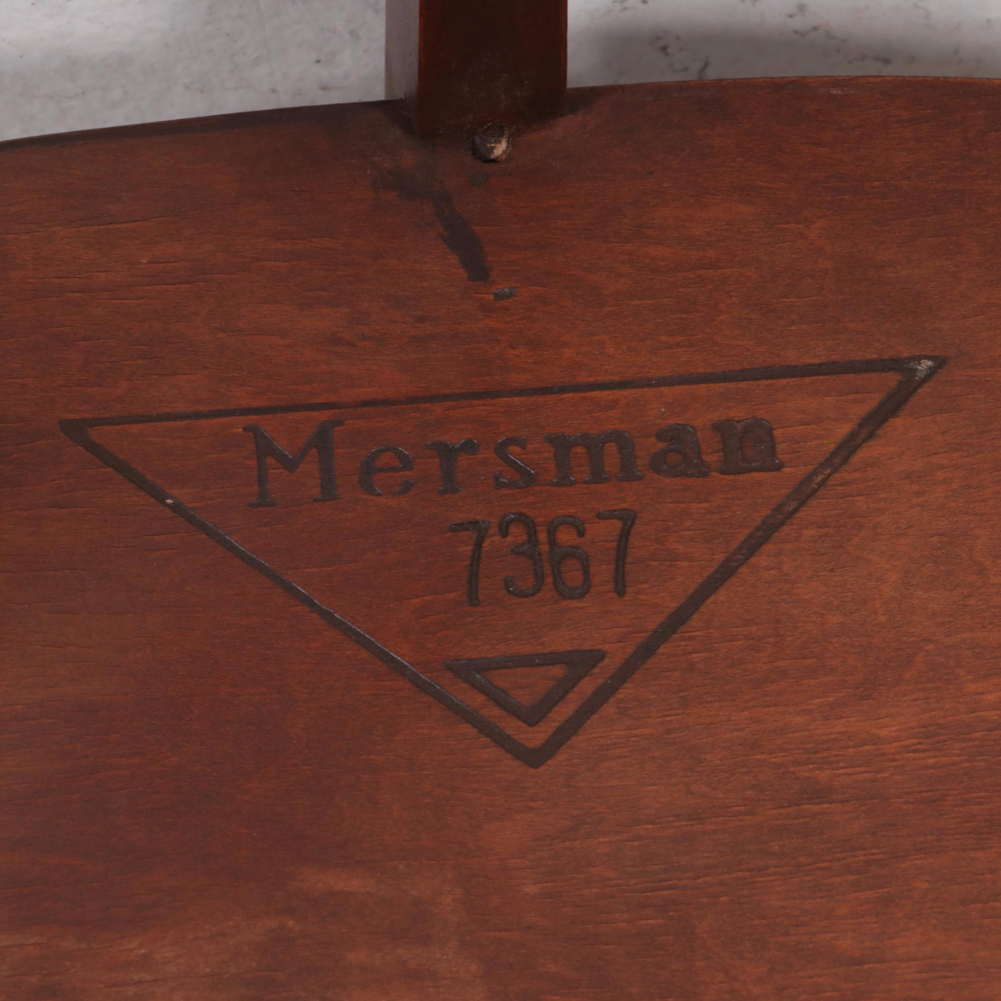 Mersman Mahogany Oval Two-Tier Side Table with Floor Lamp and Wood Chest