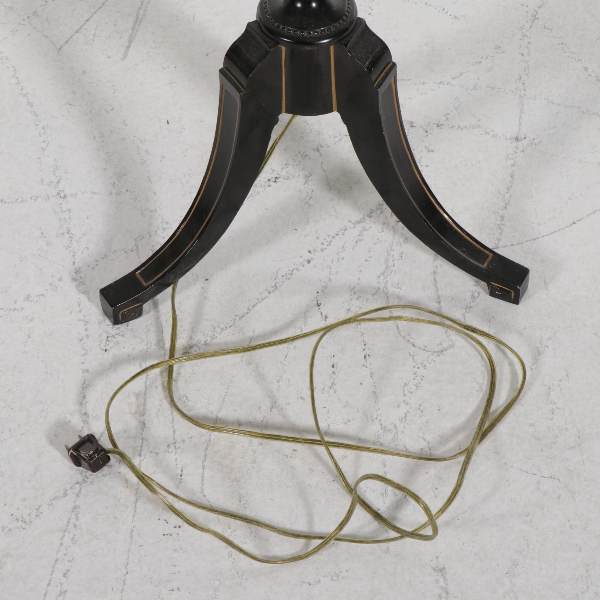 Mersman Mahogany Oval Two-Tier Side Table with Floor Lamp and Wood Chest