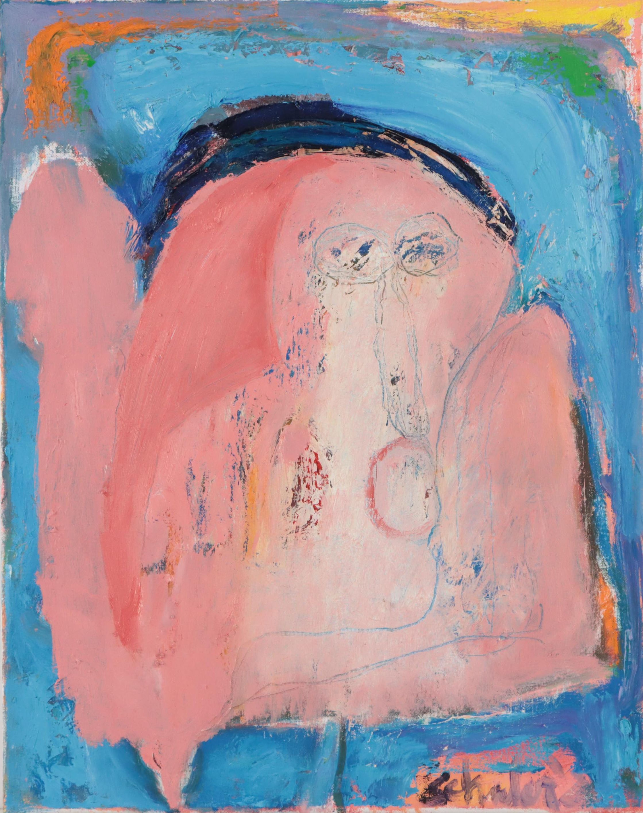 Janice Schuler Abstract Mixed Media Painting "I Was Thinking of You," 2022