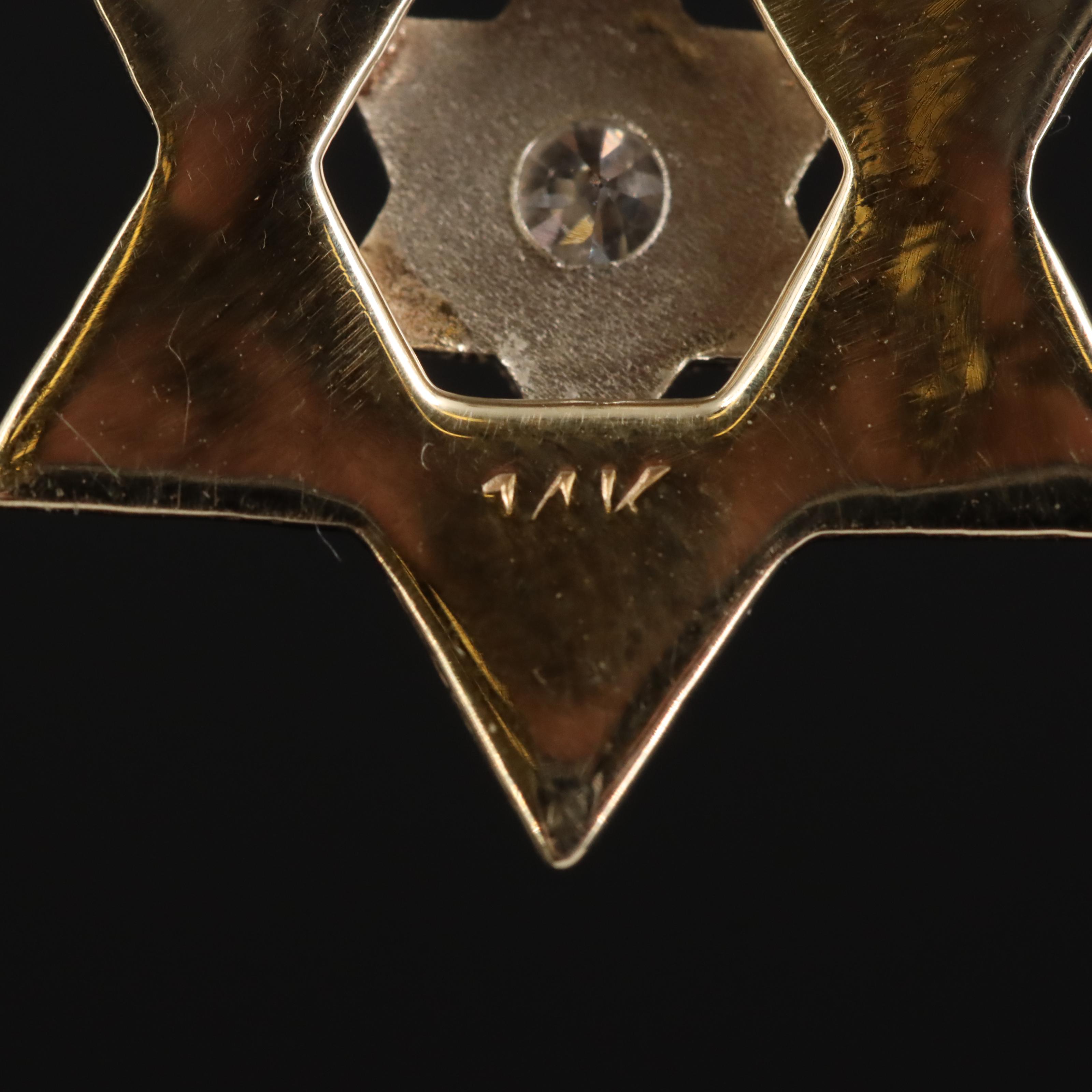 14K 0.05 CT Diamond Star of David Pendant