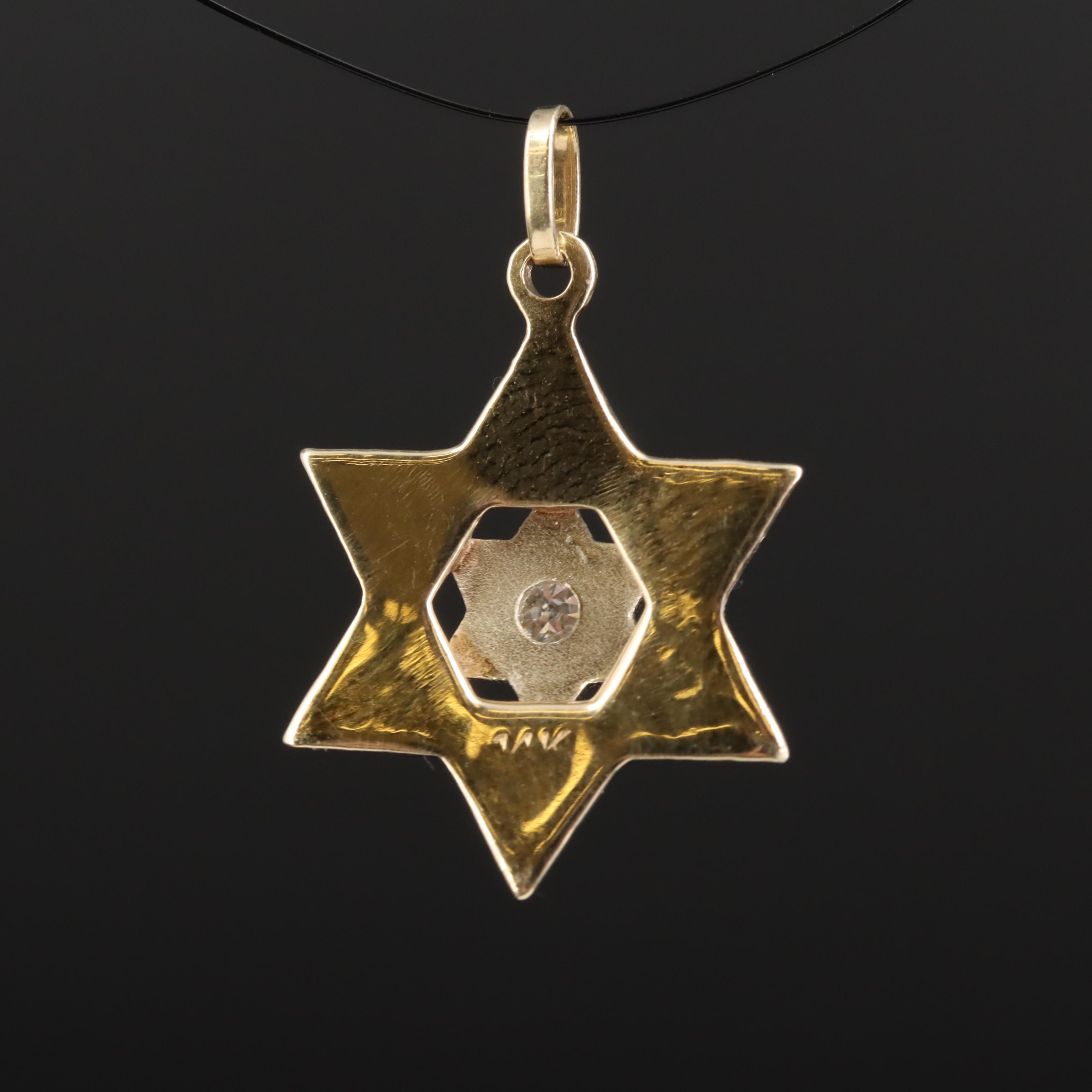 14K 0.05 CT Diamond Star of David Pendant