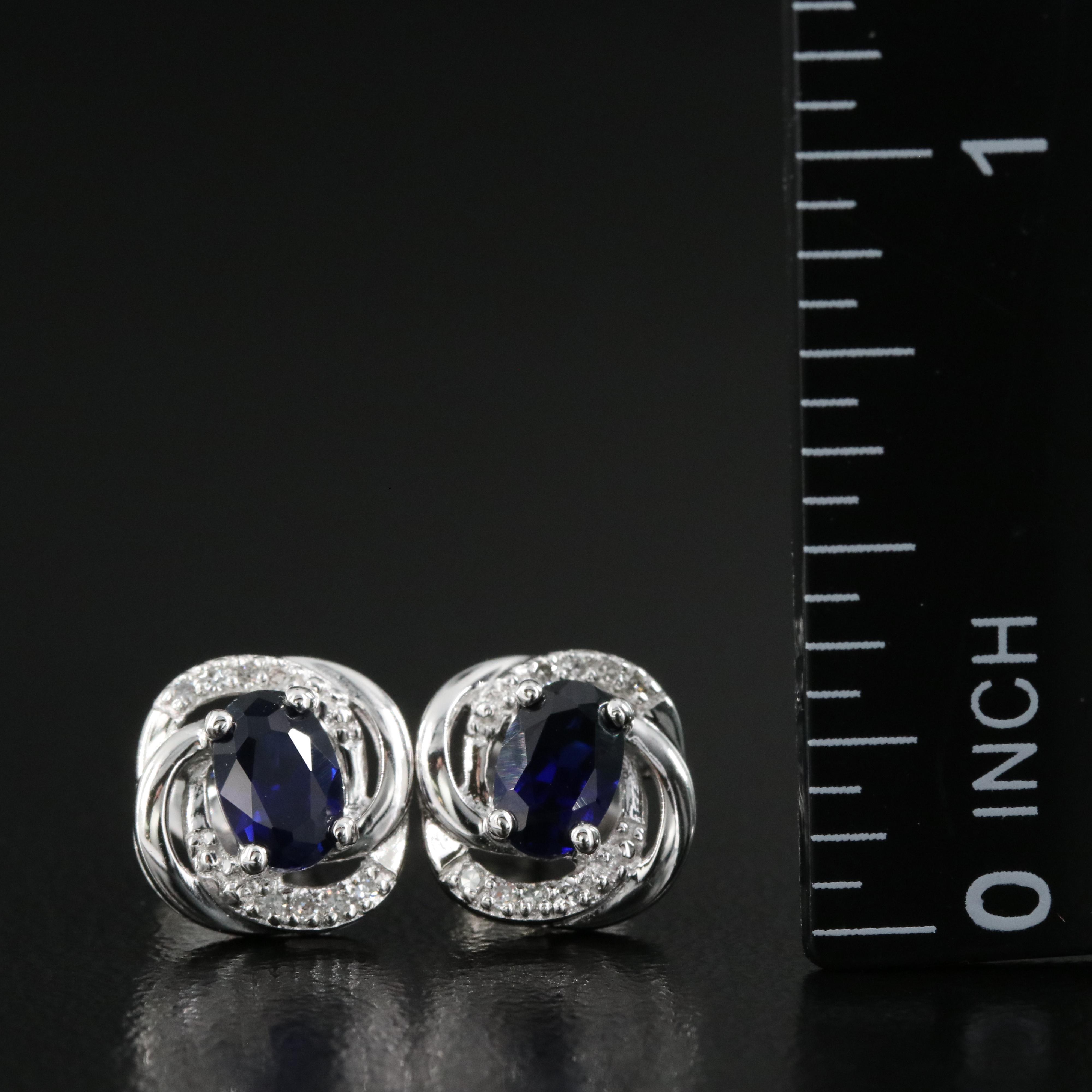 Sterling Sapphire and Diamond Earrings