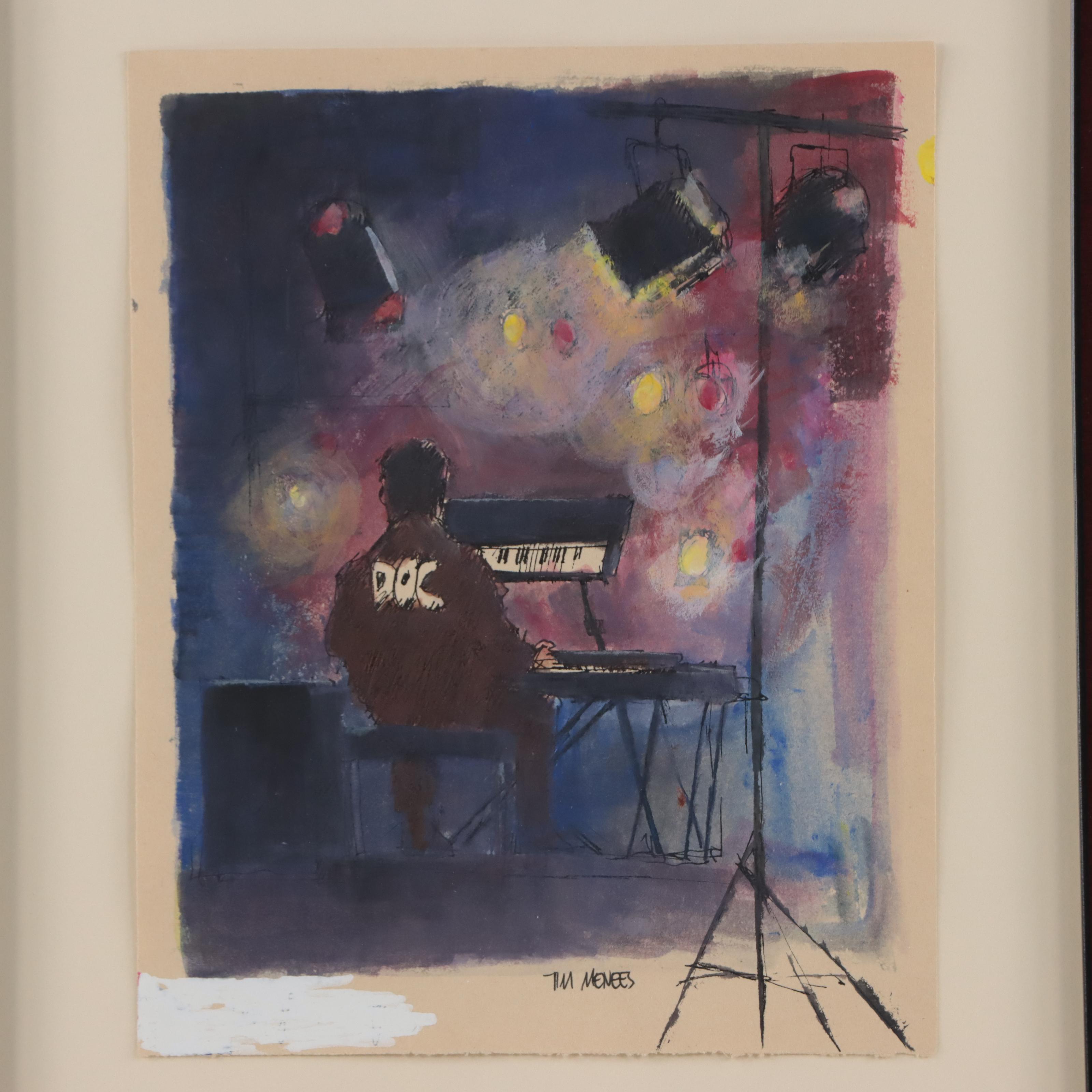 Tim Menees Hand-Embellished Lithograph "6 Keys: Inmate Concert"