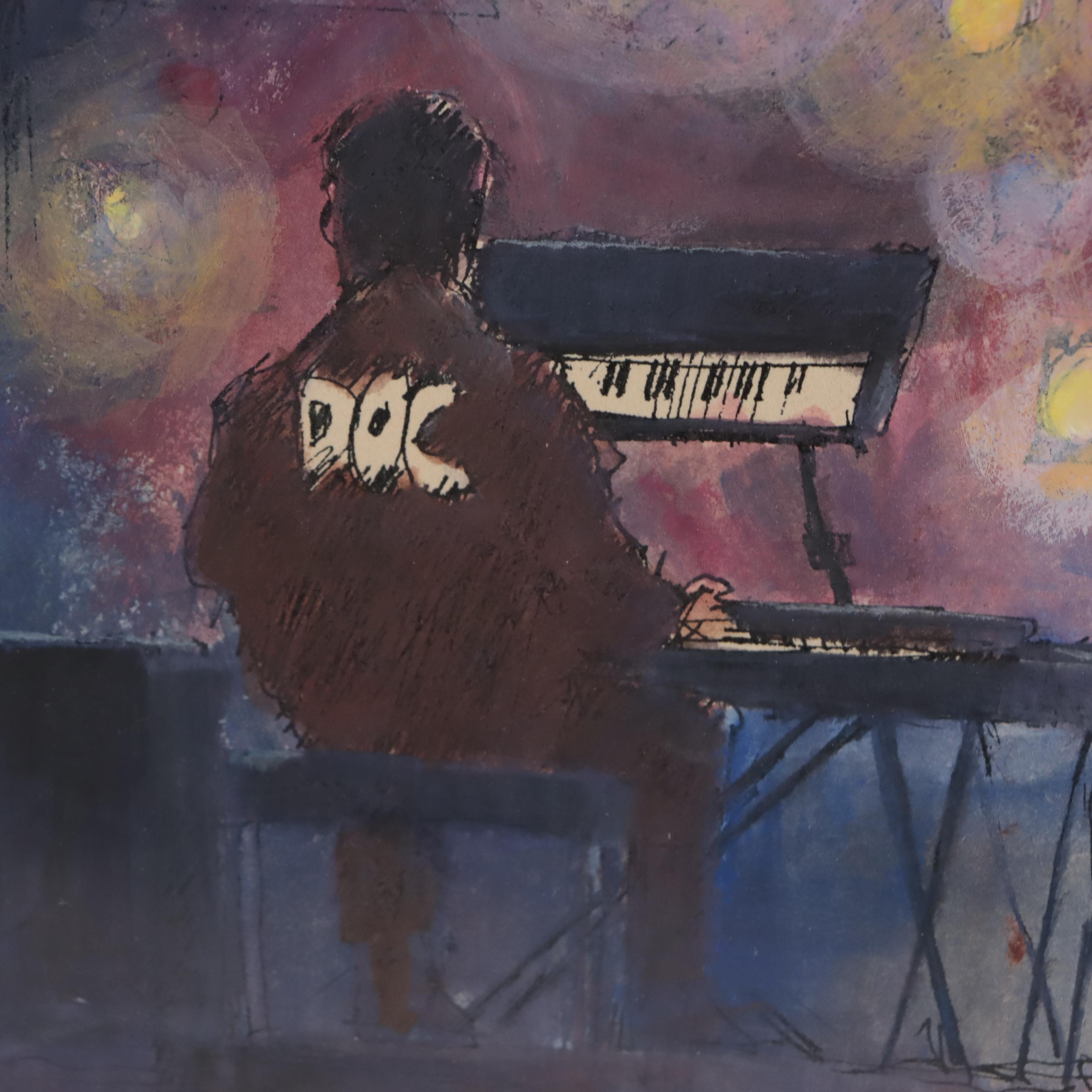 Tim Menees Hand-Embellished Lithograph "6 Keys: Inmate Concert"