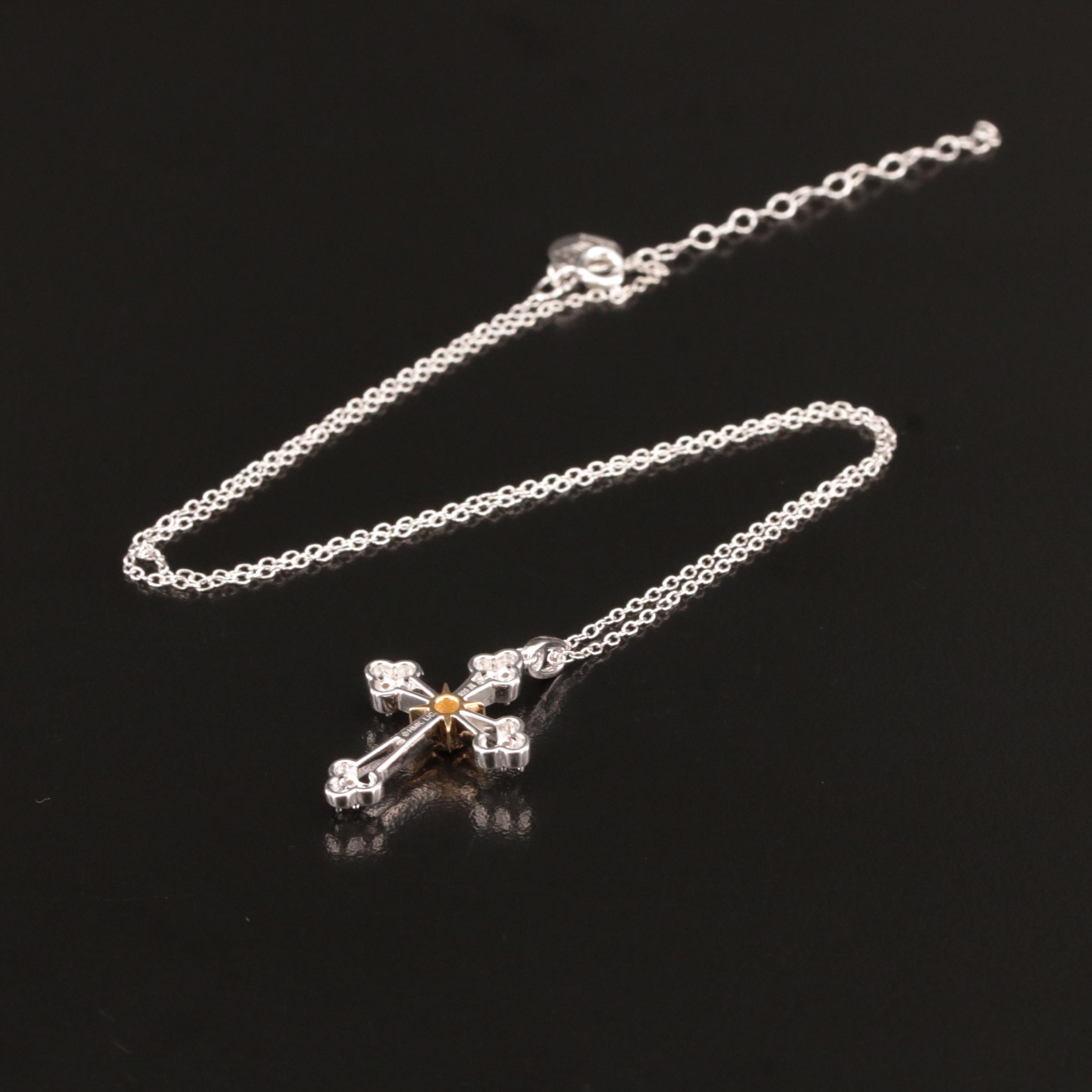 Hallmark Sterling Ruby and Diamond Cross Pendant Necklace