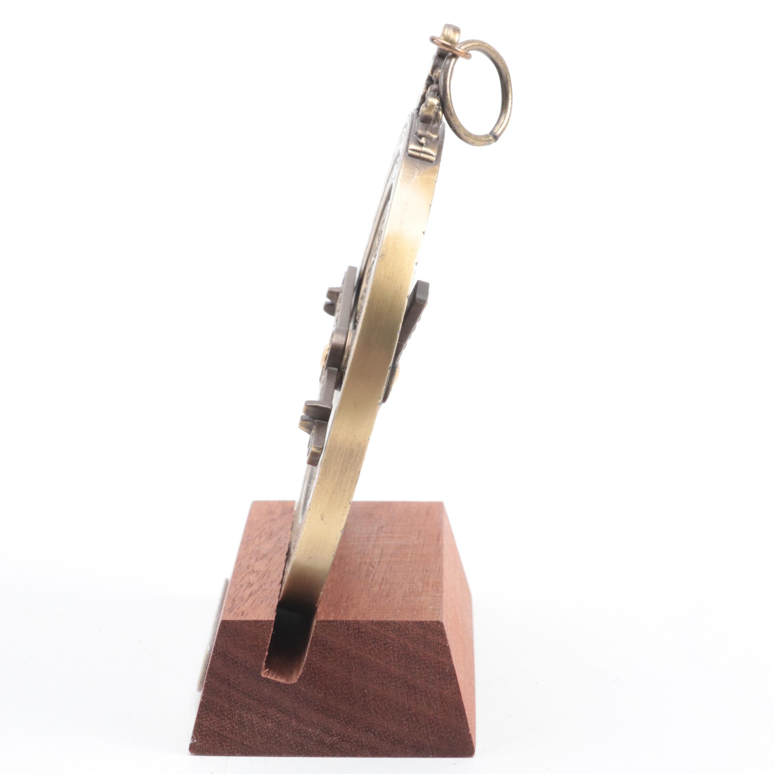 Hemisferium Brass Astrolabe with Wooden Stand and Accompanying Booklet