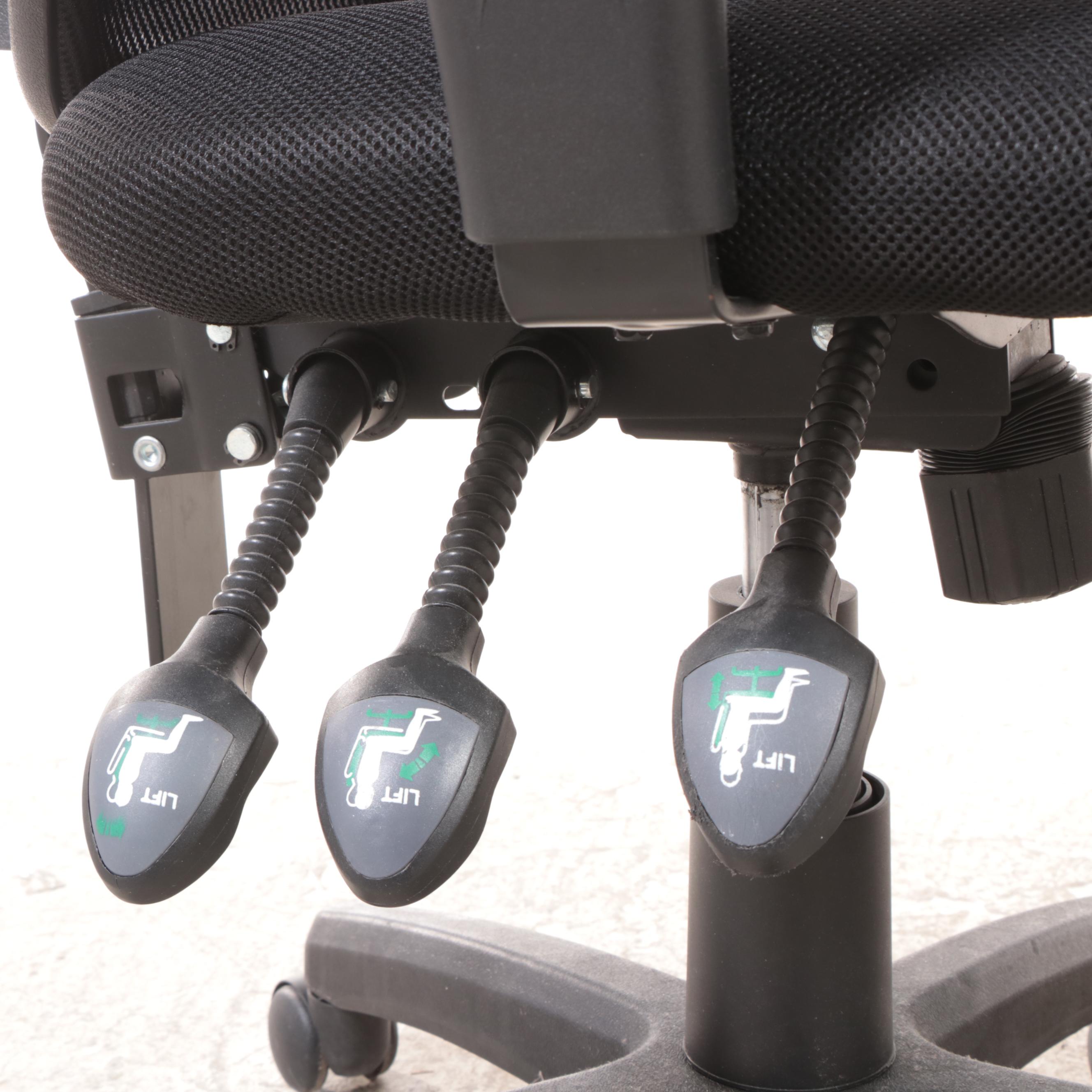 Two Contemporary Adjustable Mesh-Back Office Desk Chairs