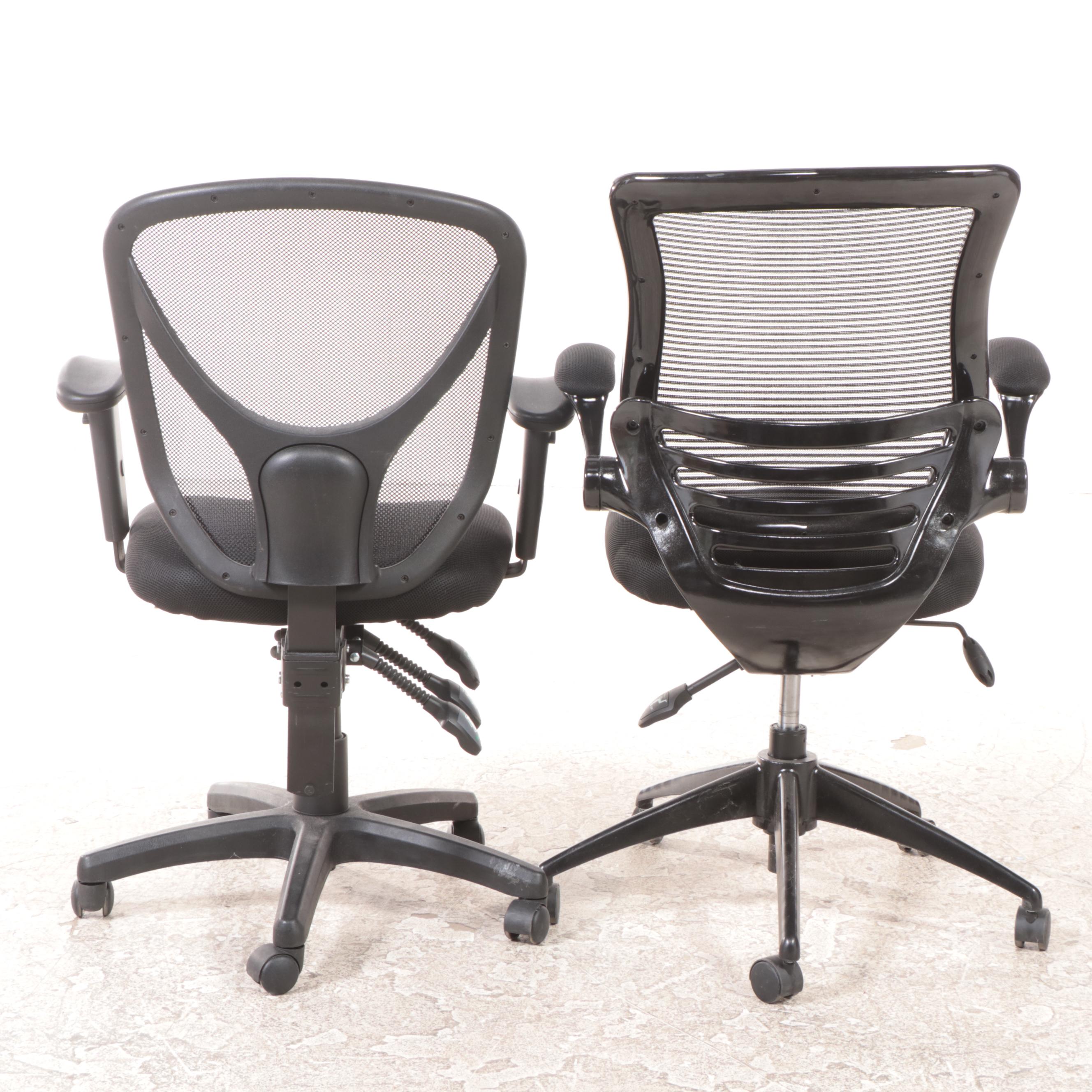 Two Contemporary Adjustable Mesh-Back Office Desk Chairs