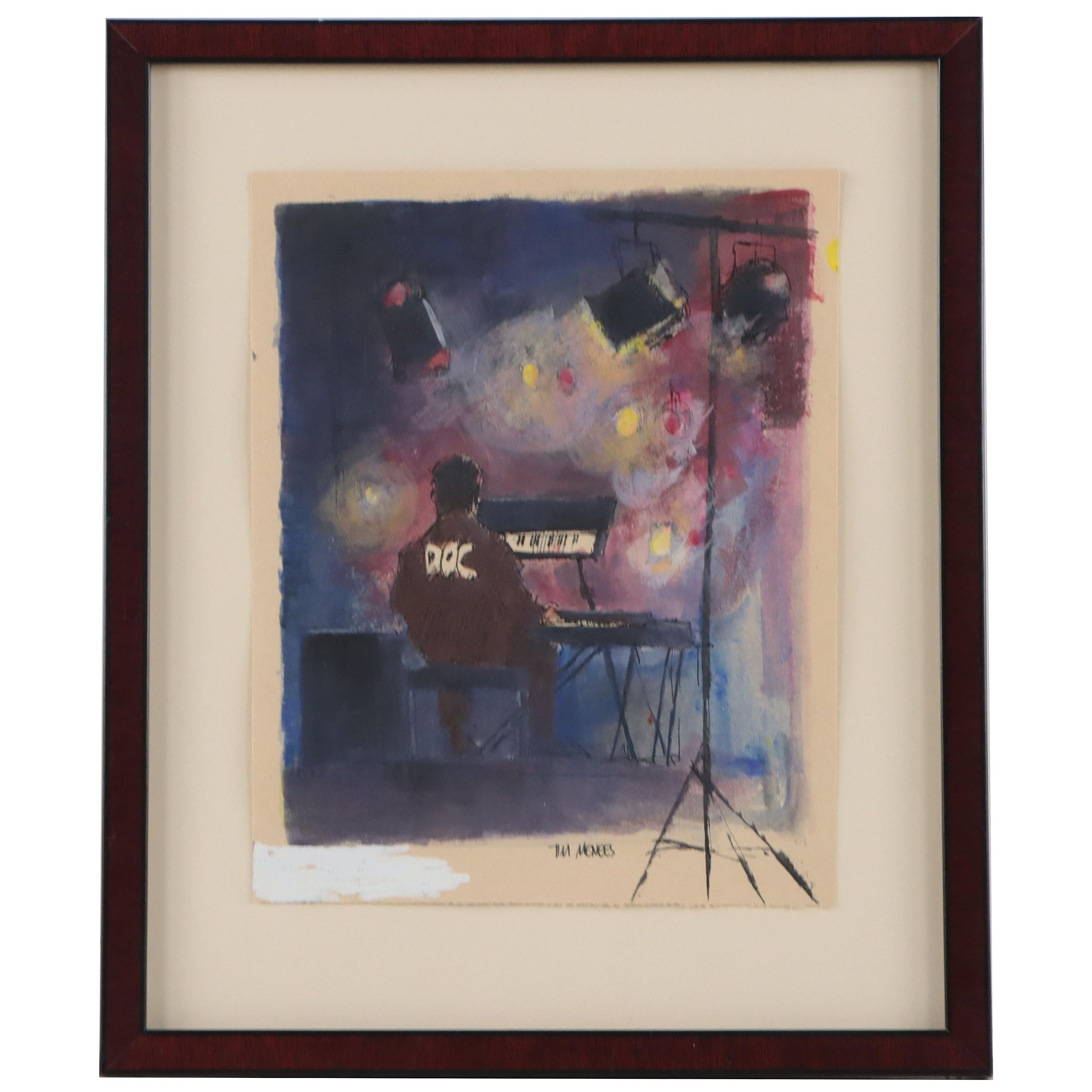 Tim Menees Hand-Embellished Lithograph "6 Keys: Inmate Concert"