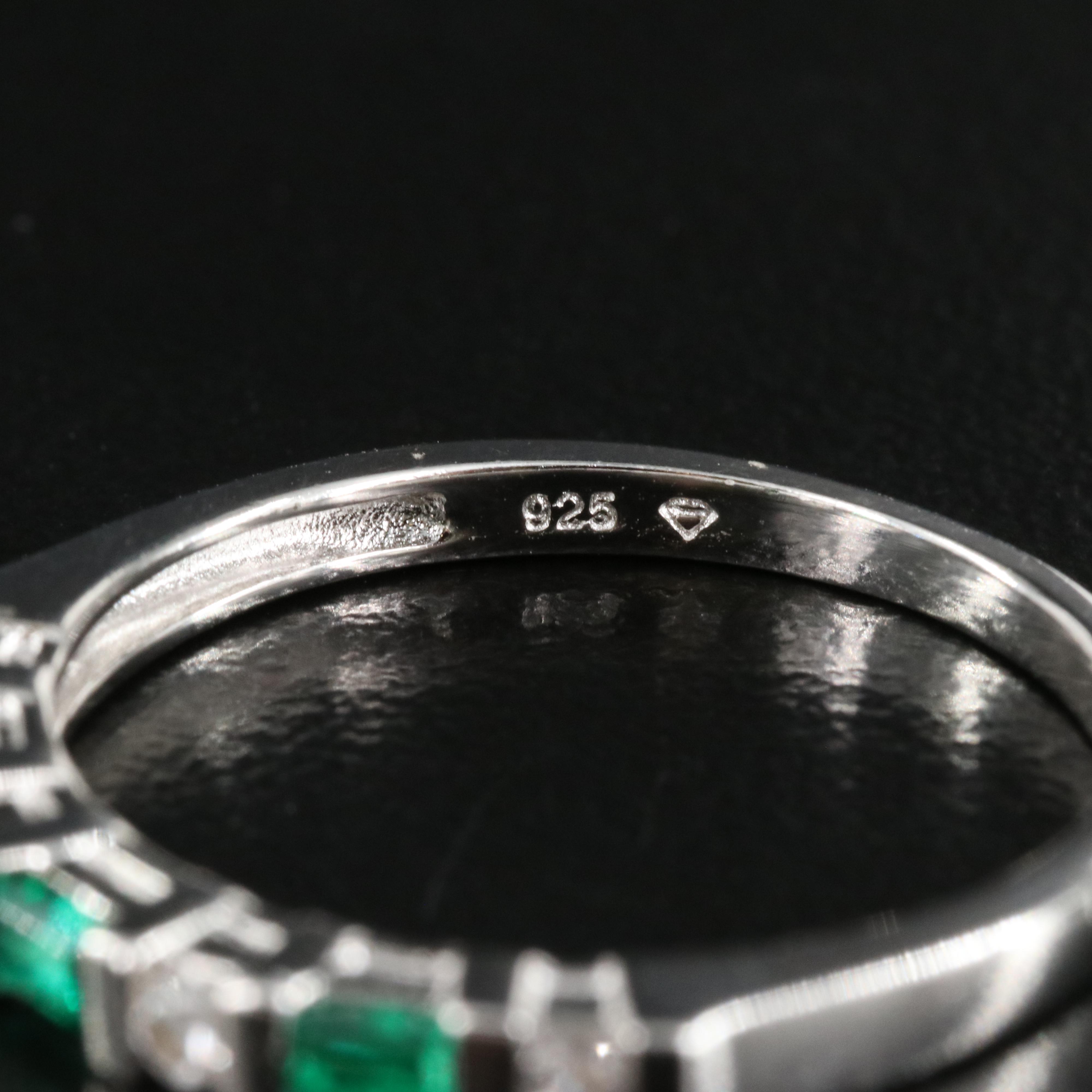 Sterling Emerald and Sapphire Ring