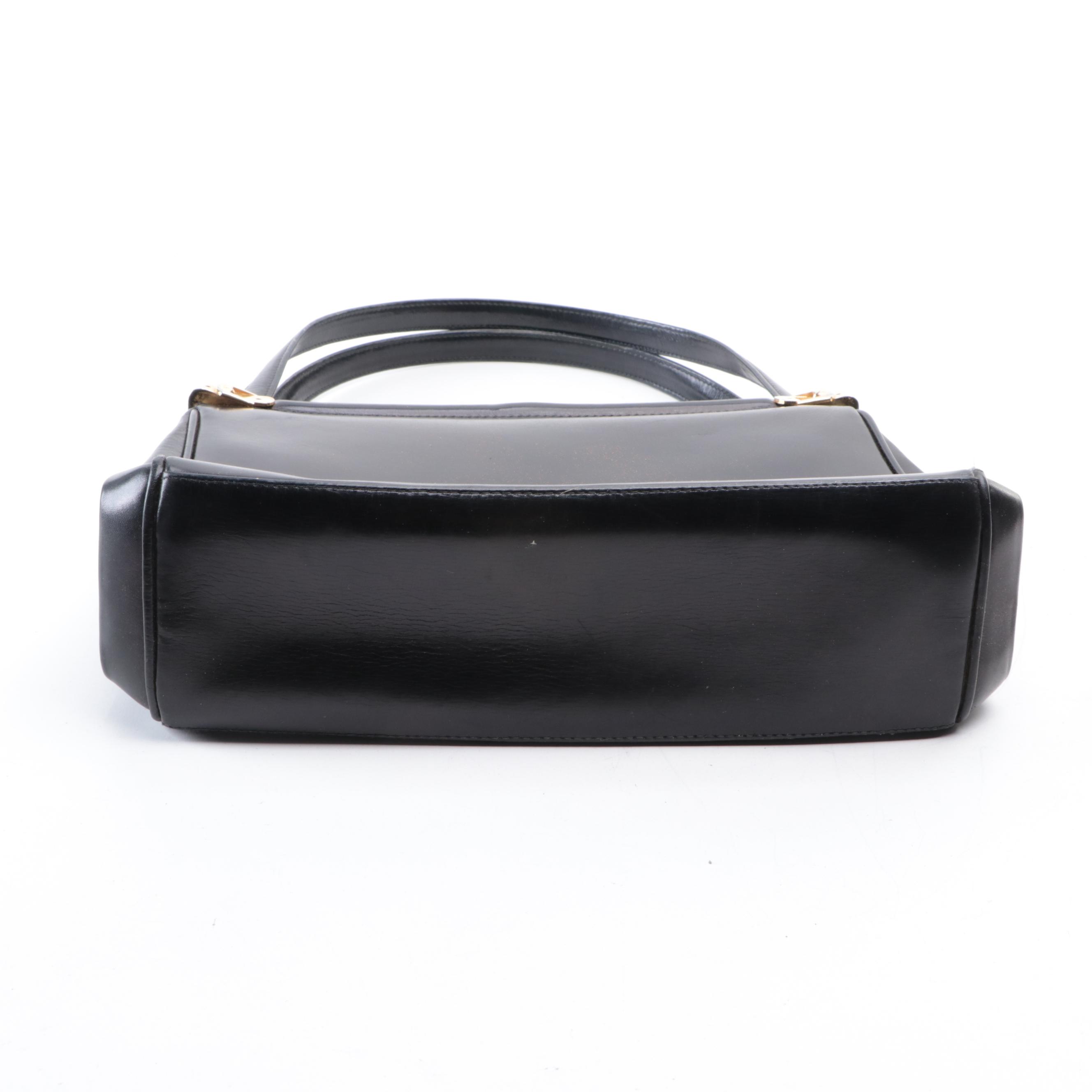 Gucci Handbag in Glazed Leather with Buckle Hardware, Mid-20th Century