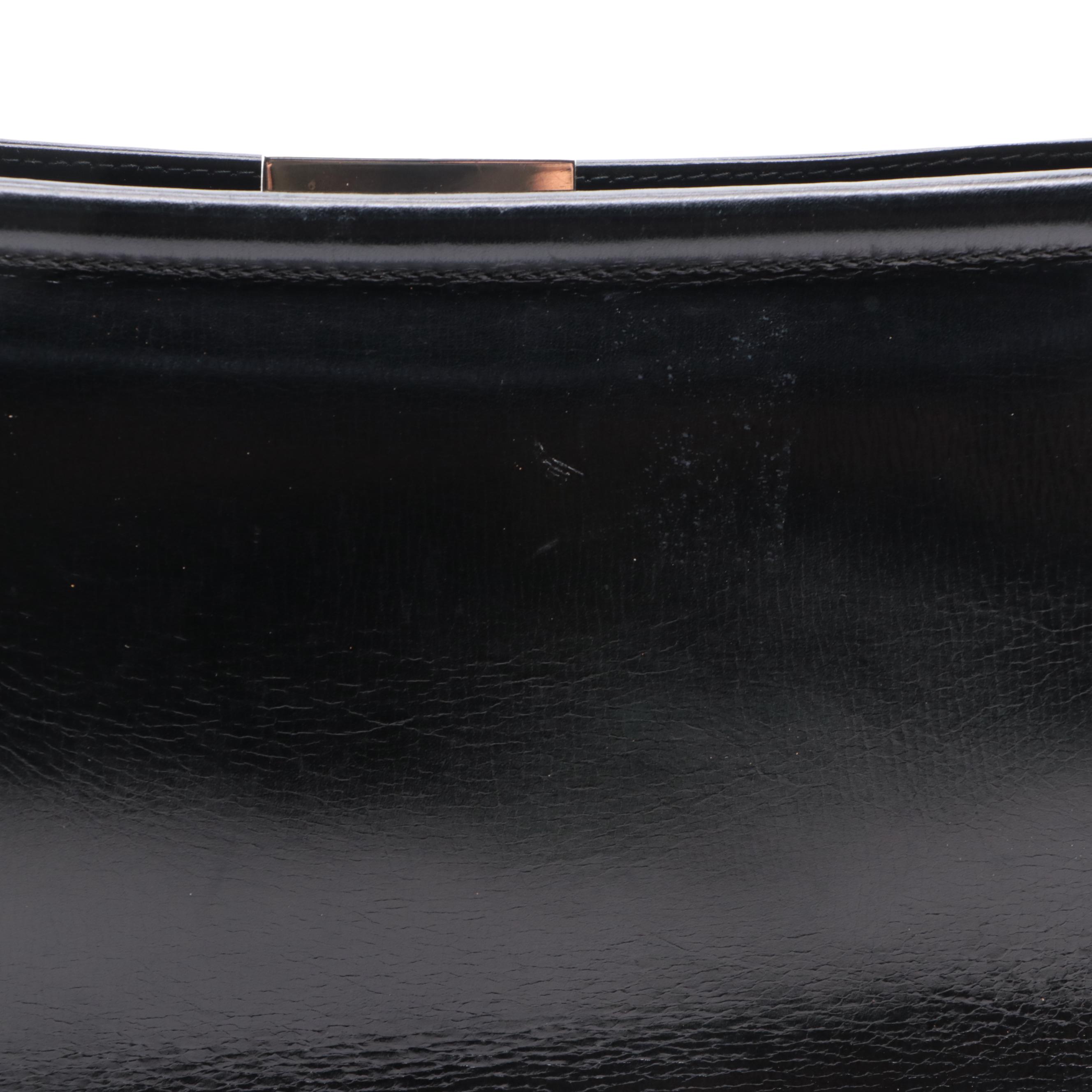 Gucci Handbag in Glazed Leather with Buckle Hardware, Mid-20th Century