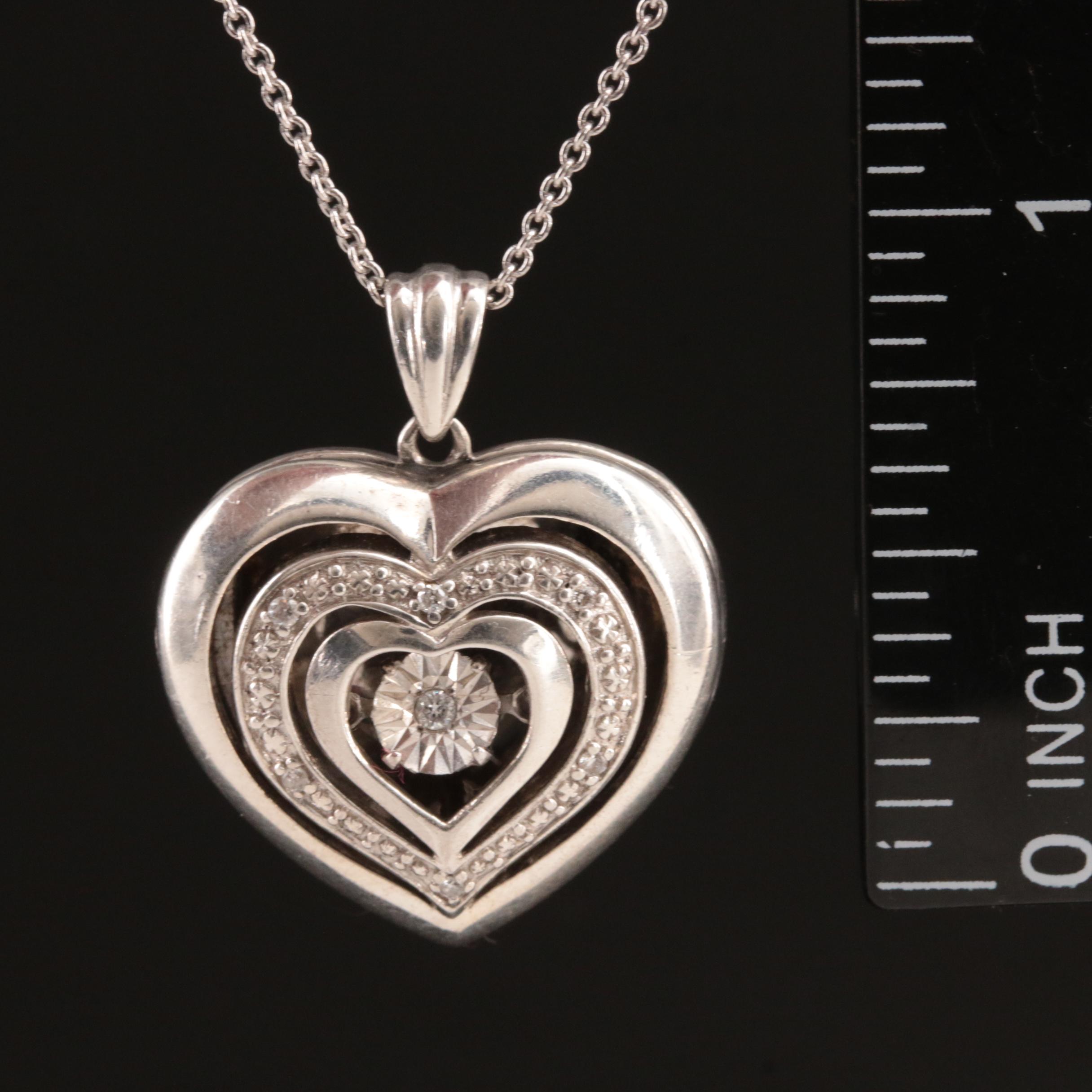 Sterling Diamond Locket Pendant Necklace