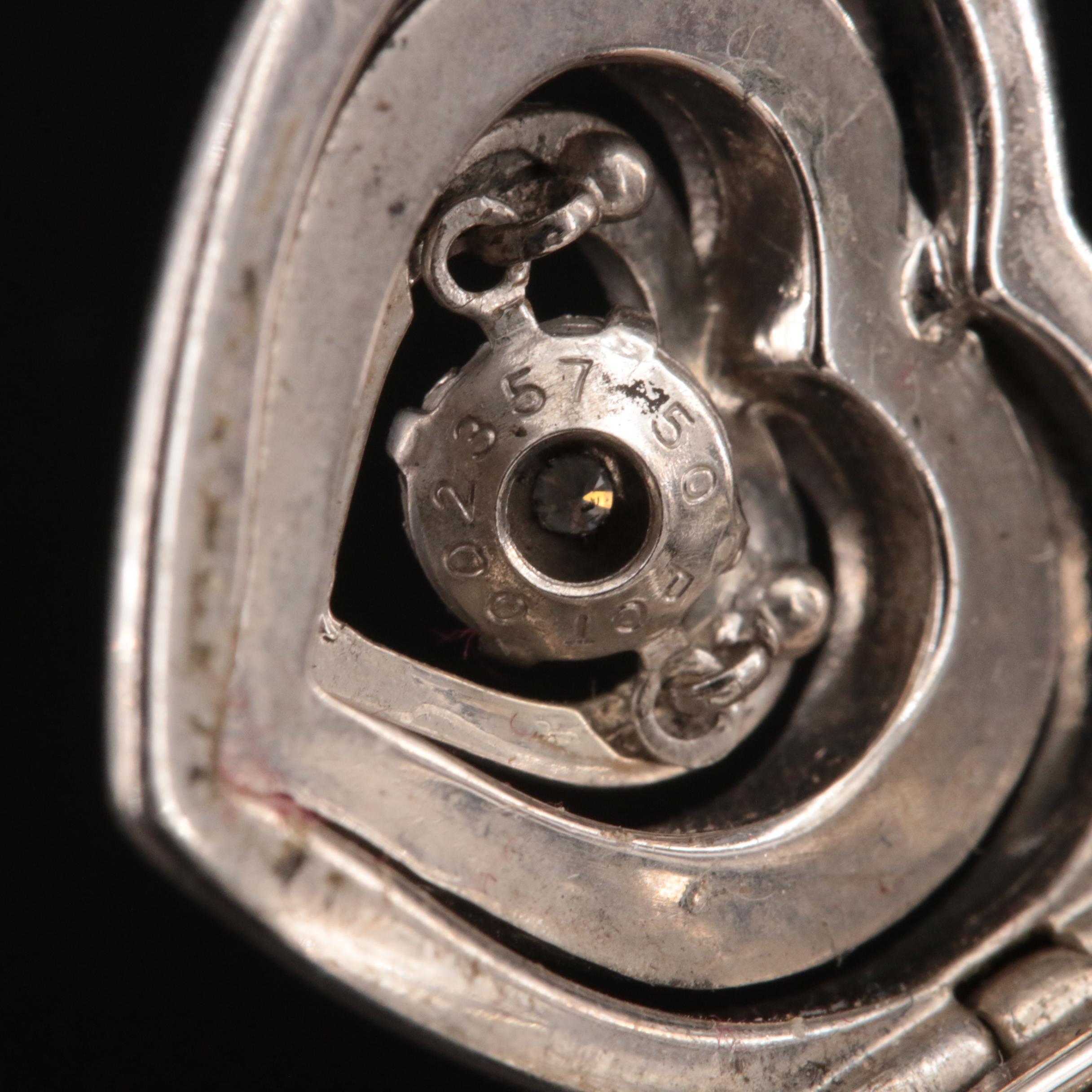 Sterling Diamond Locket Pendant Necklace