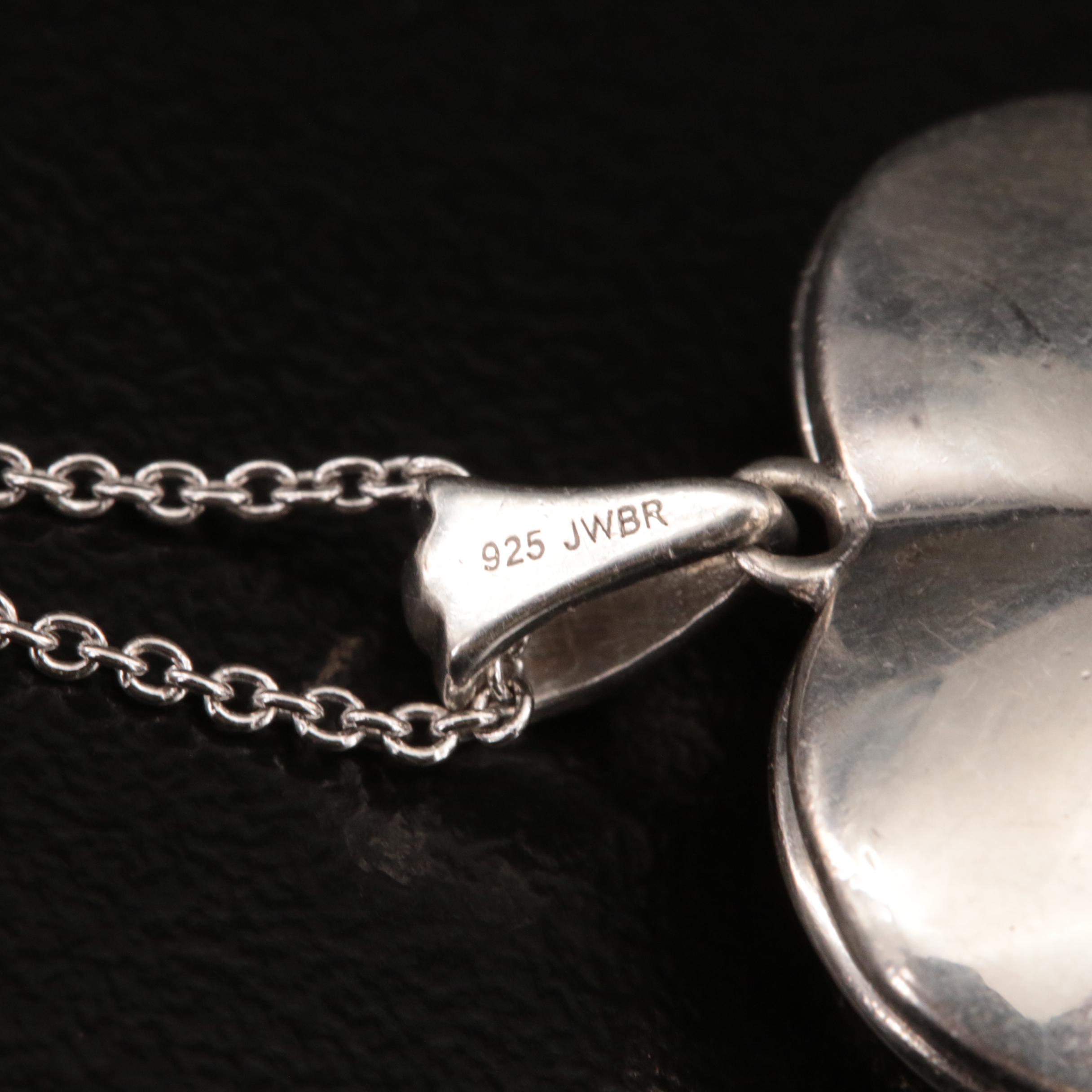 Sterling Diamond Locket Pendant Necklace