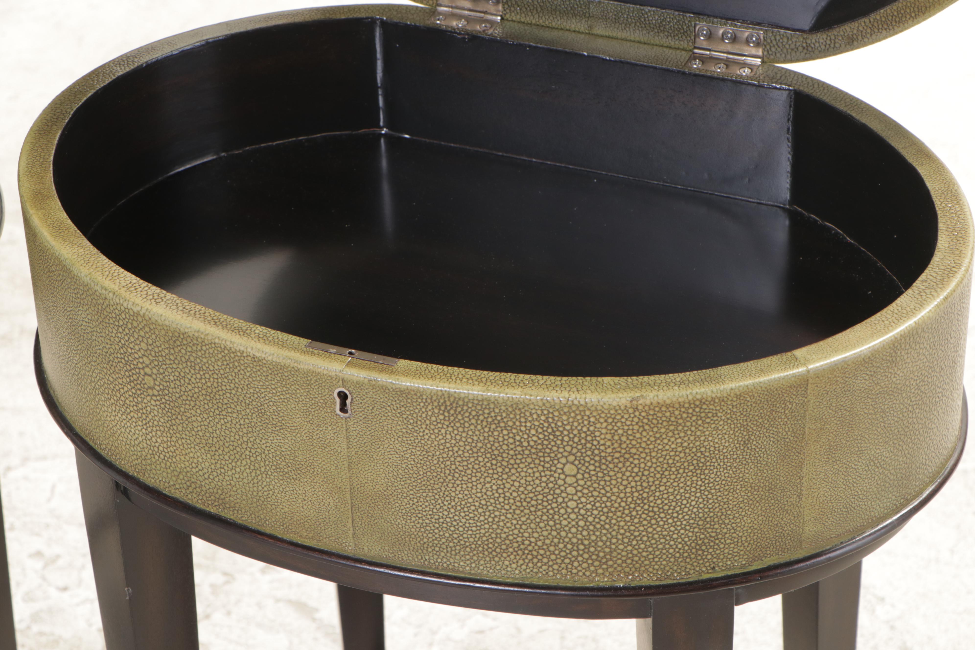 Pair of Thomasville "Bogart Luxe Collection" Faux Shagreen Lift-Top End Tables