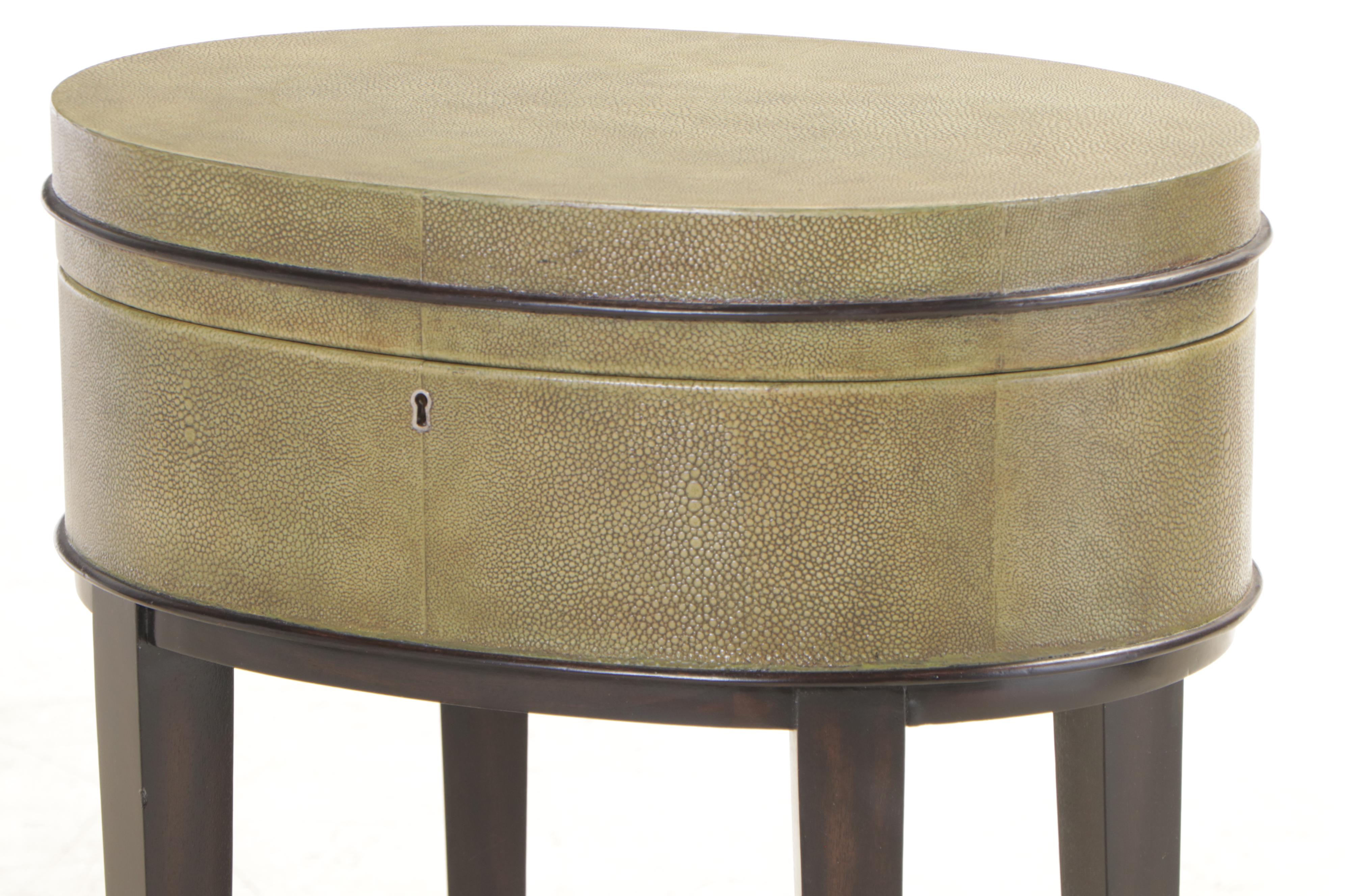 Pair of Thomasville "Bogart Luxe Collection" Faux Shagreen Lift-Top End Tables