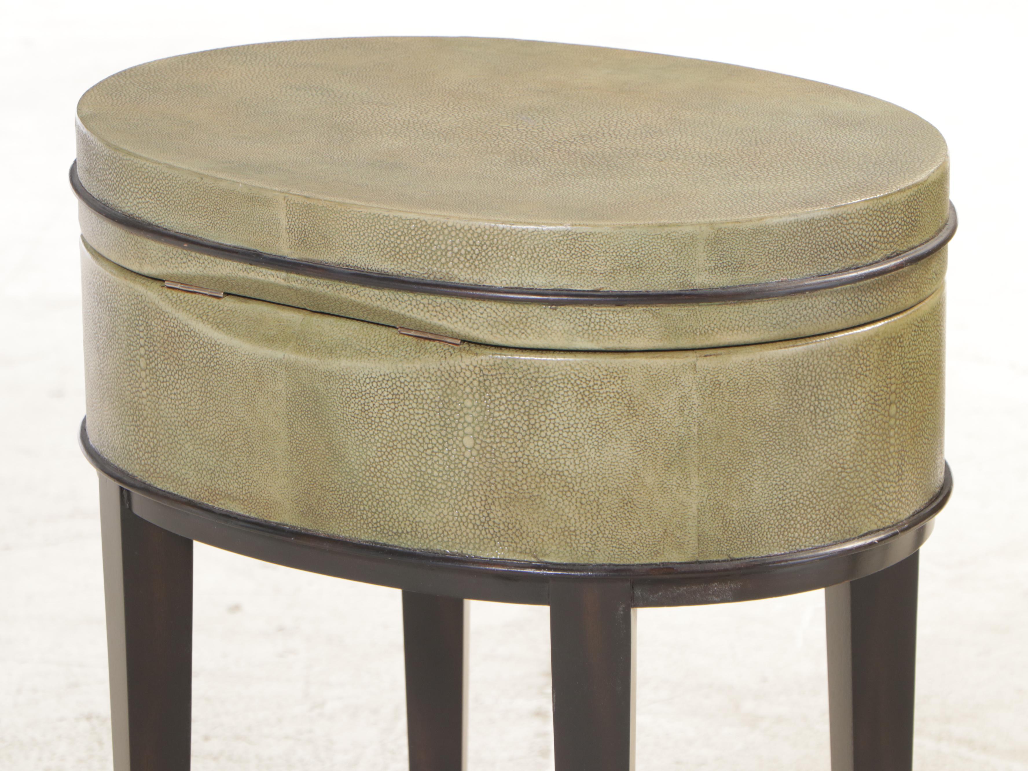 Pair of Thomasville "Bogart Luxe Collection" Faux Shagreen Lift-Top End Tables
