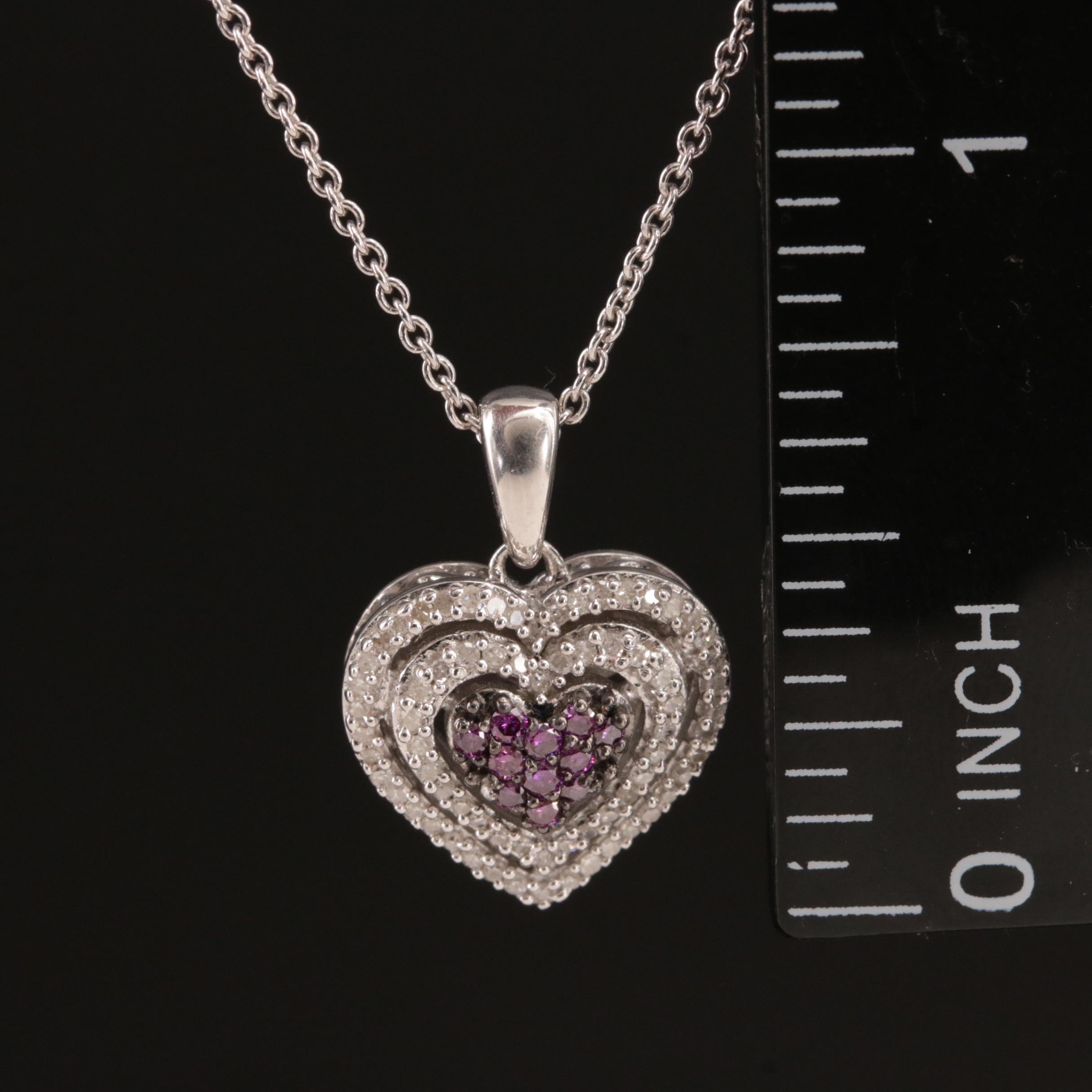 Sterling Diamond Heart Pendant Necklace