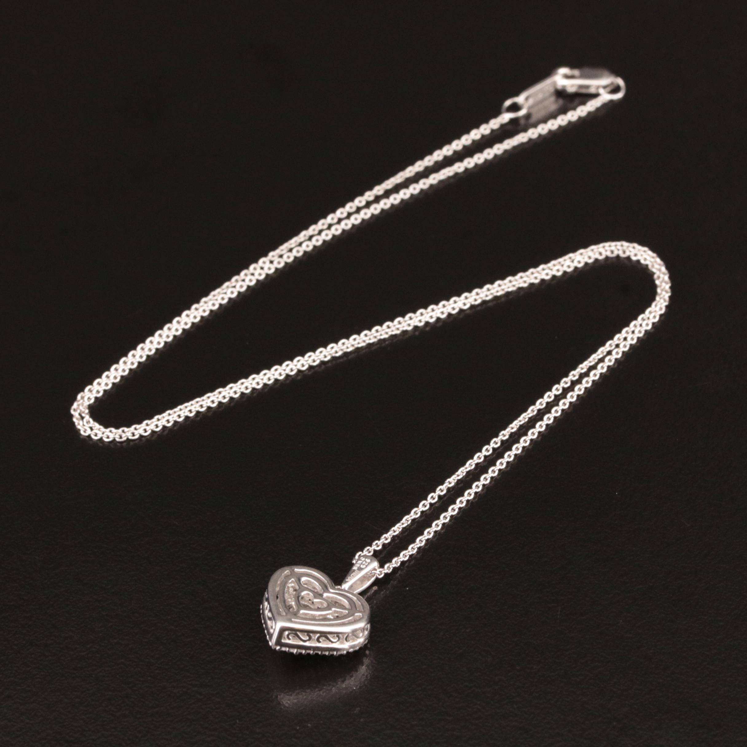 Sterling Diamond Heart Pendant Necklace